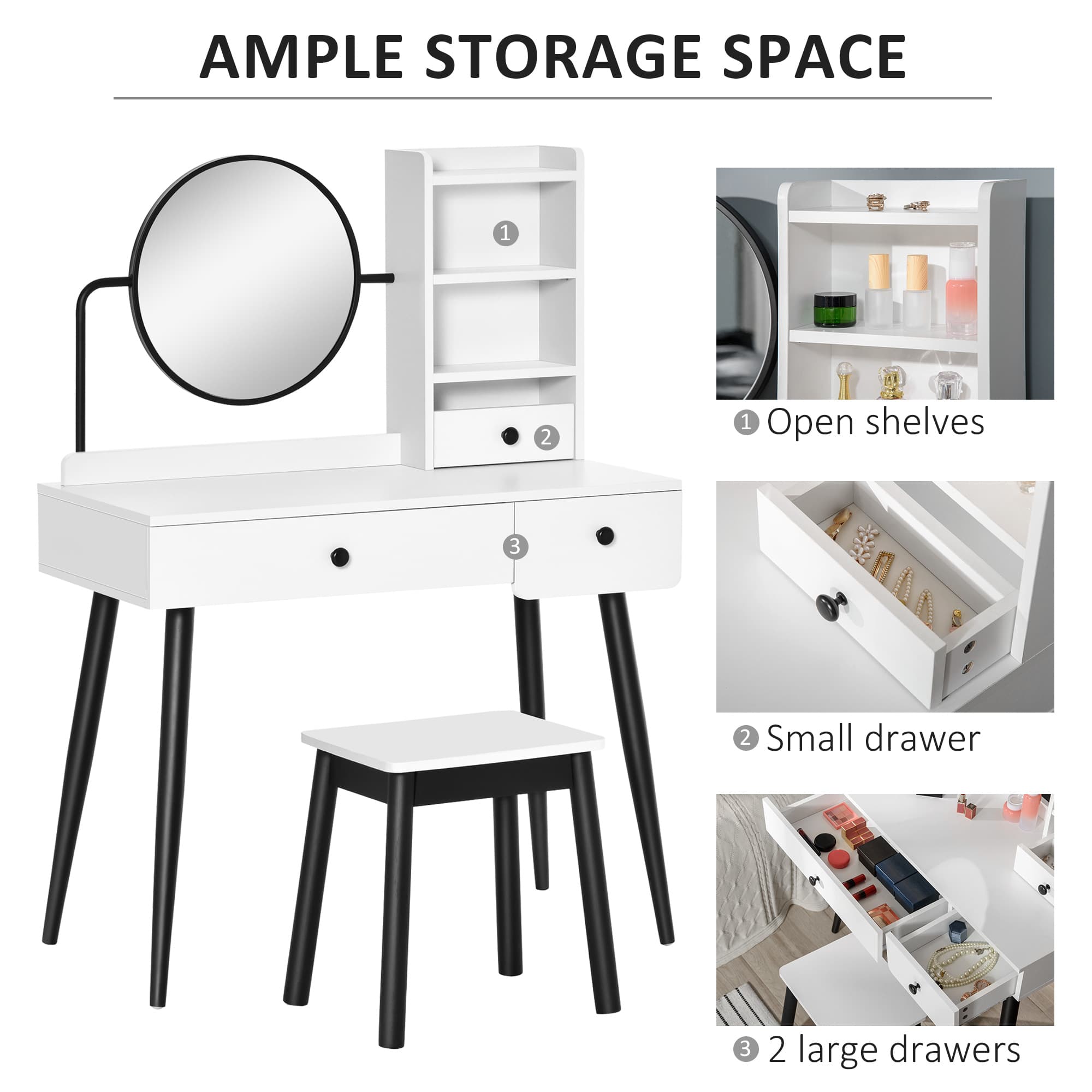 Transform Your Routine with this White Dressing Table Set - image 2