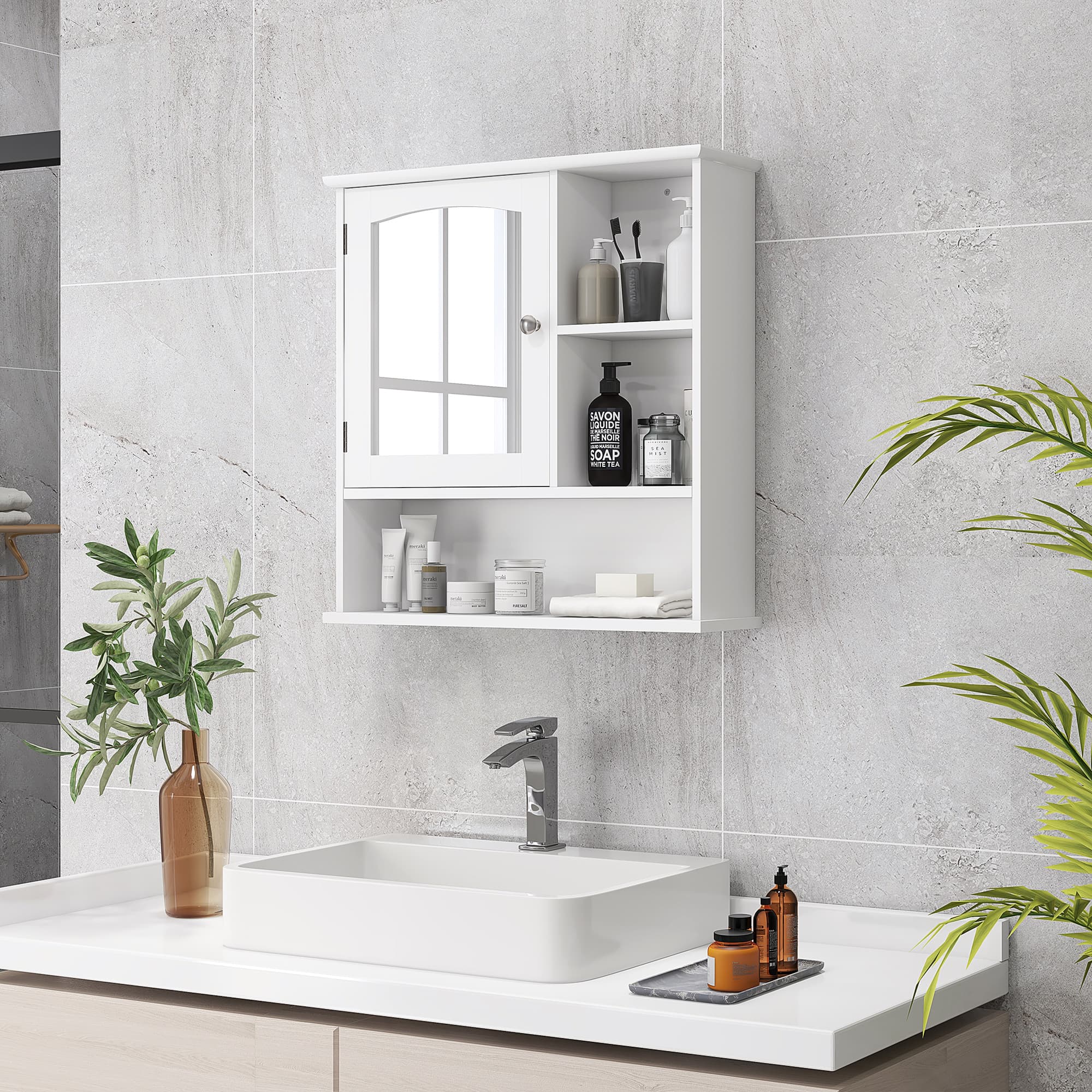 Wall-Mounted Bathroom Storage Cabinet with Mirror - image 9