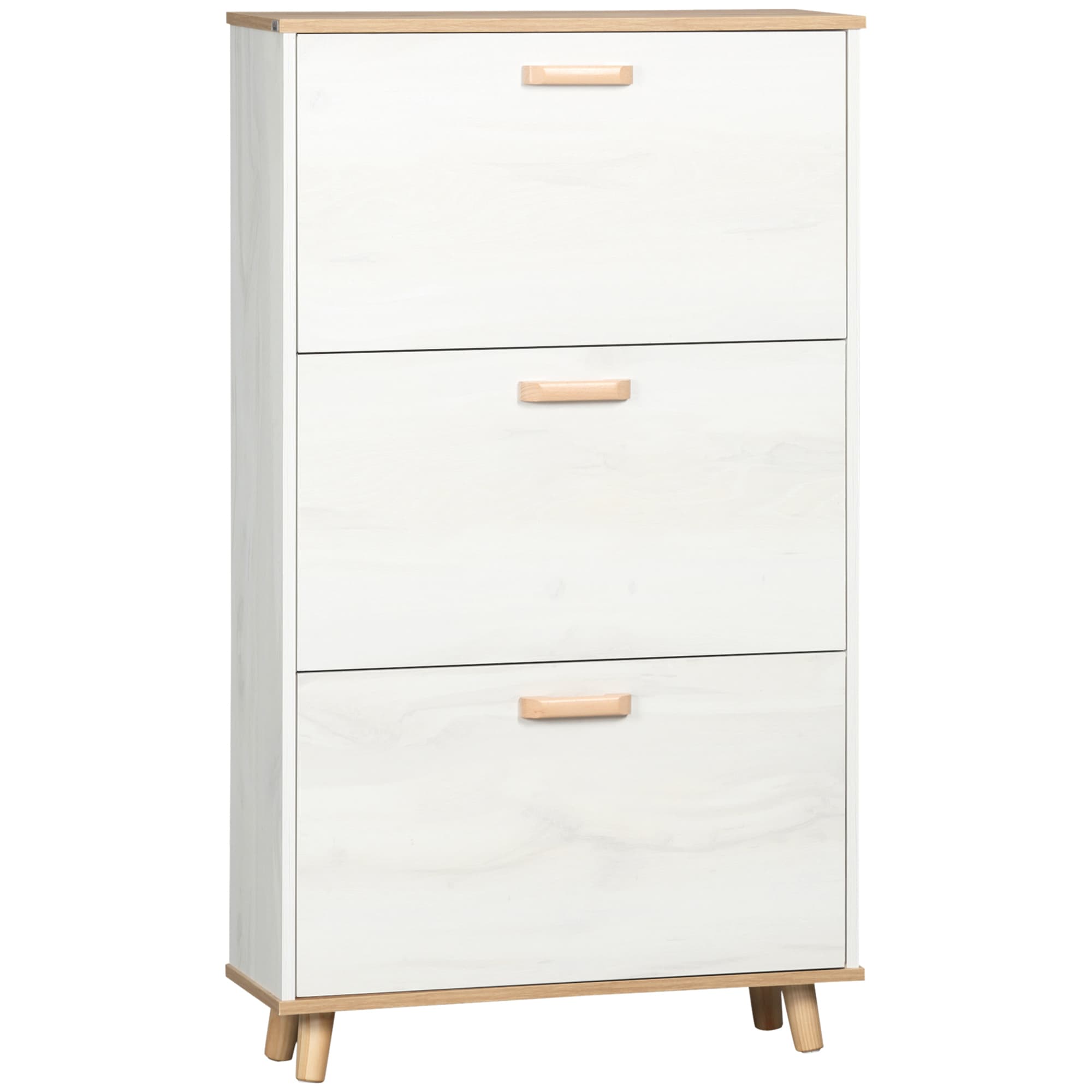 Effortless Entryway Storage: Slim 3-Drawer Shoe Cabinet - Cream