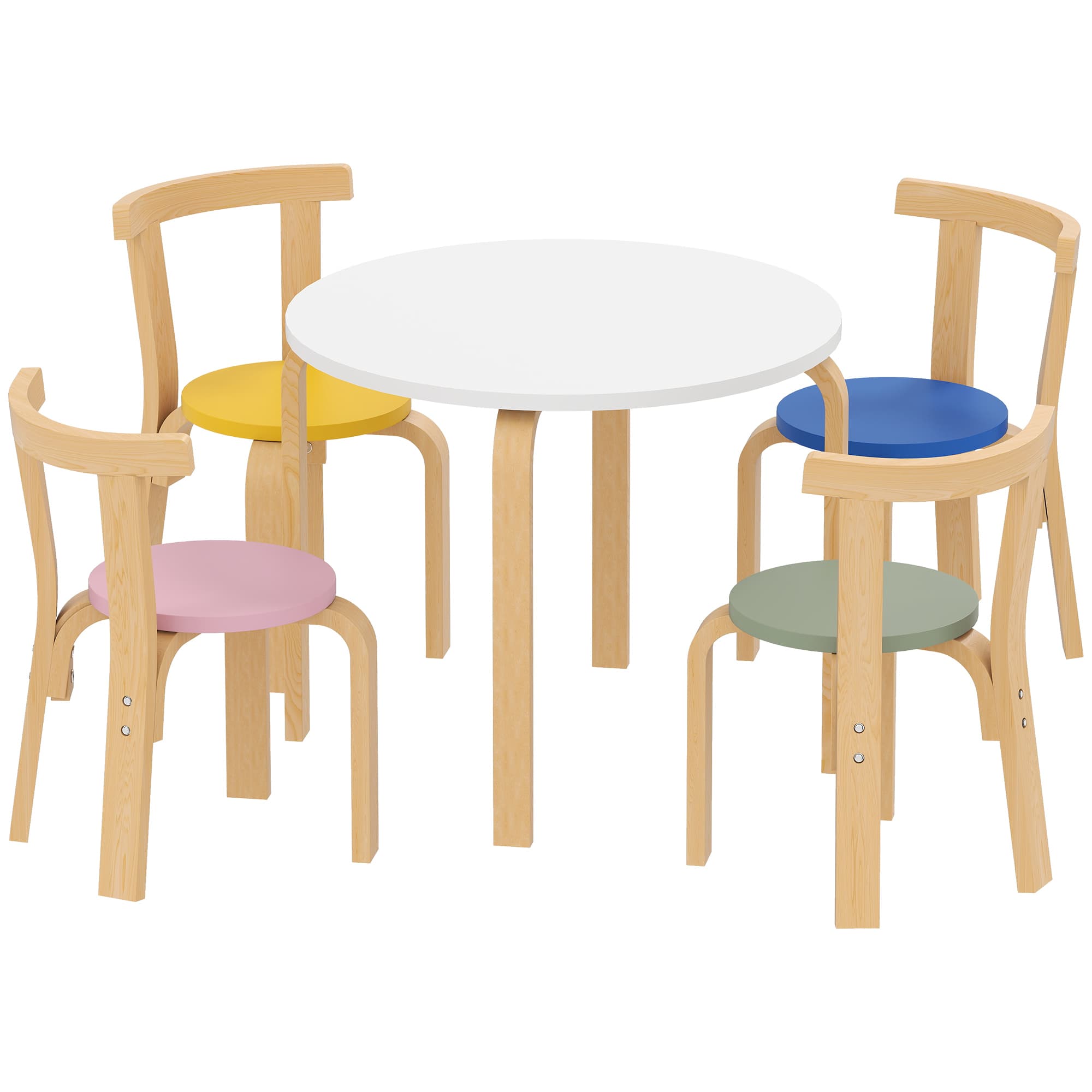 Transform Their Playroom with this 5-Piece Wooden Table Set - multi coloured