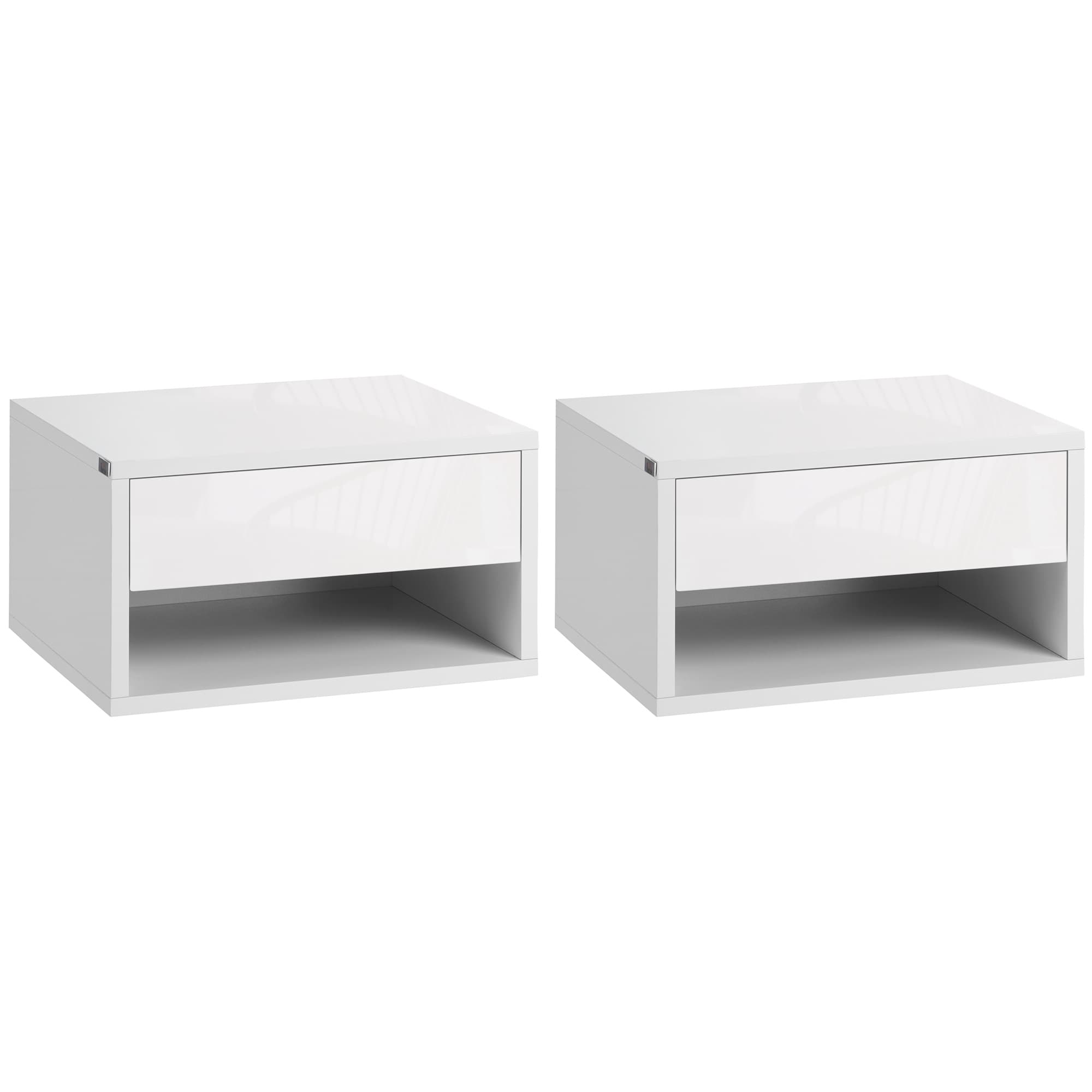 Wall-Mounted Floating Bedside Tables — High Gloss White, Set of 2 - image 10