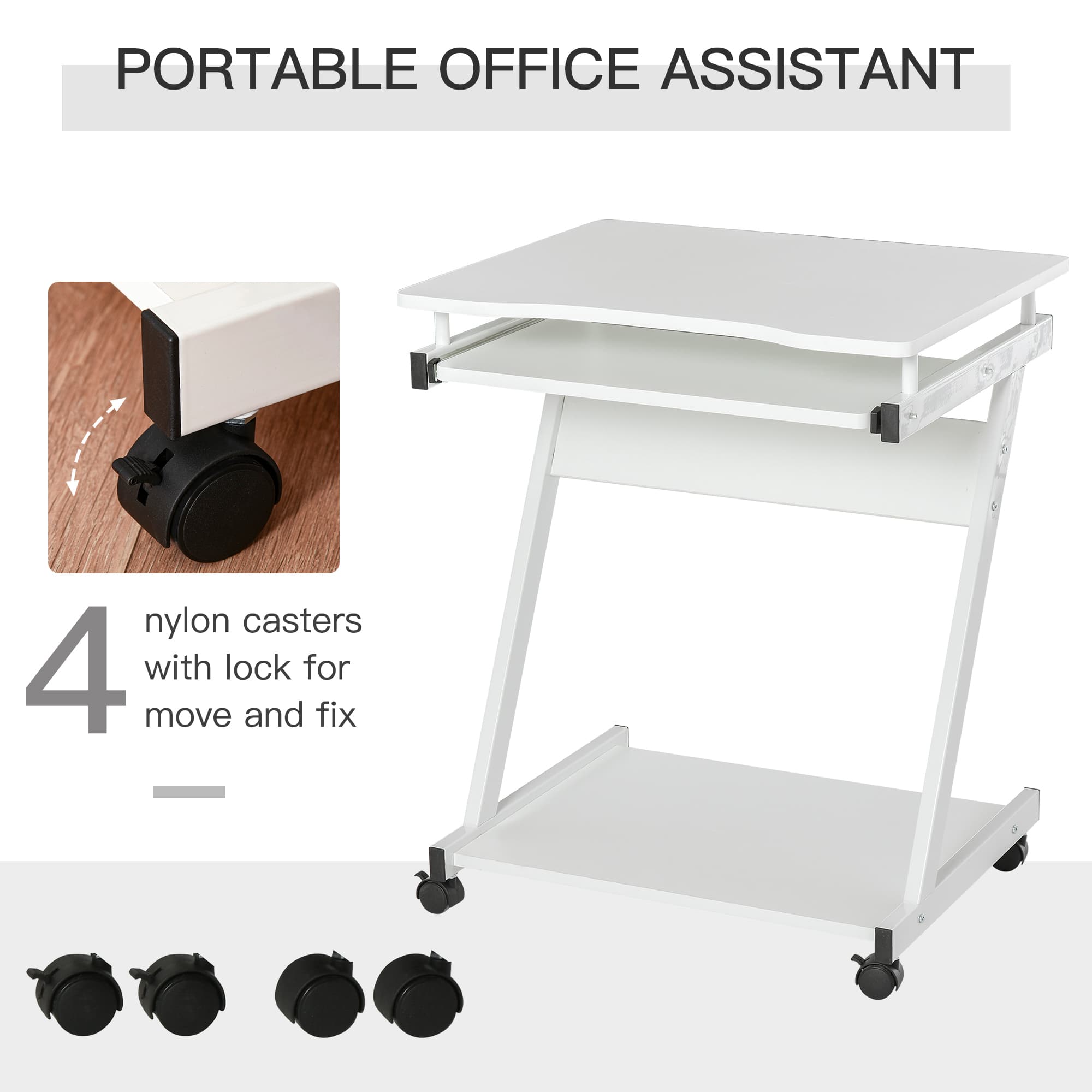 Mobile Z-Frame Home Office Desk with Slide-Out Keyboard Tray - image 8