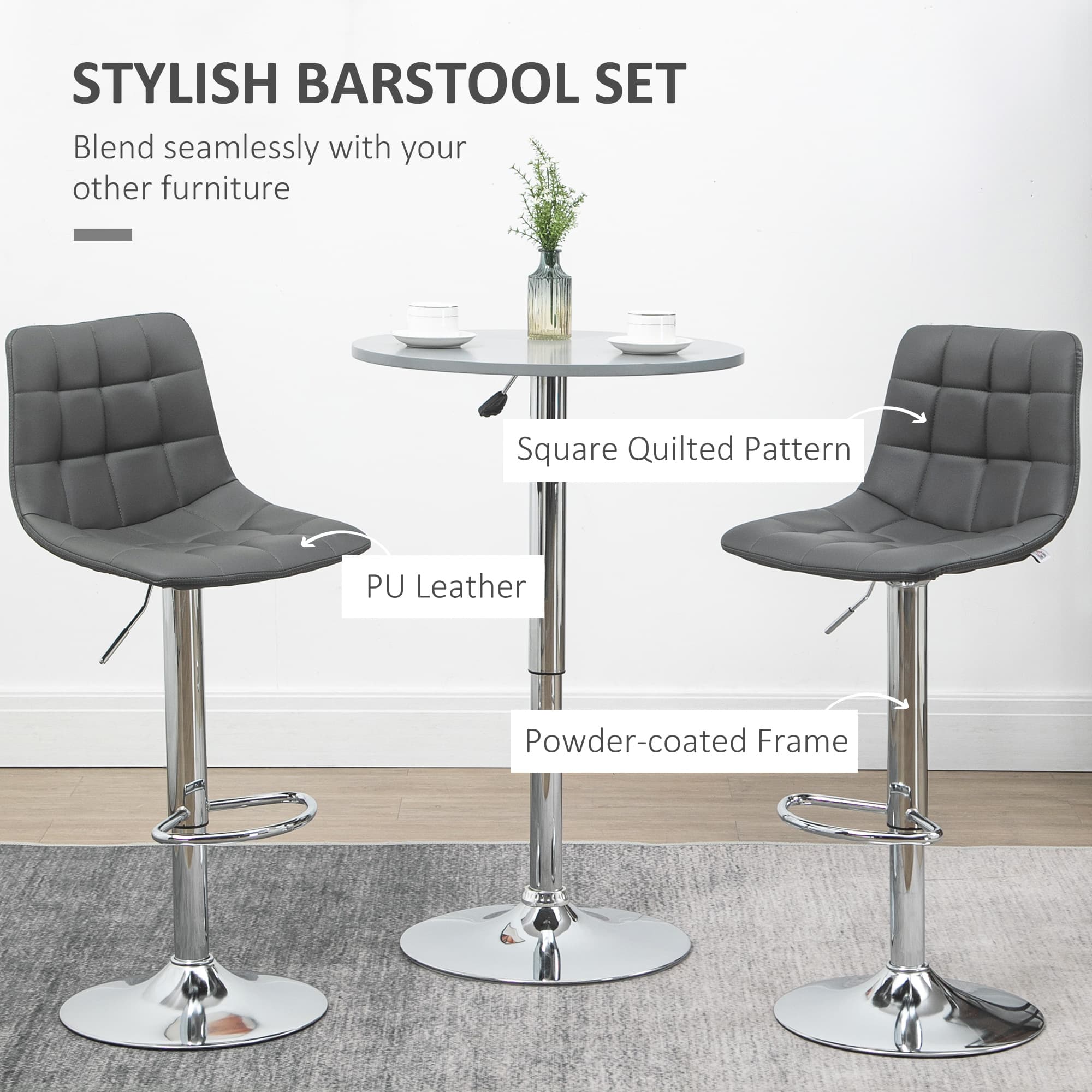 Transform Your Kitchen with Grey Quilted Swivel Bar Stools - image 1