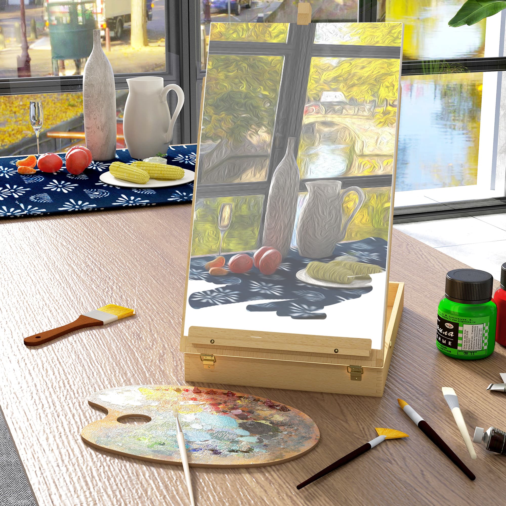 Adjustable Wooden Table Easel Box for Artists - image 3