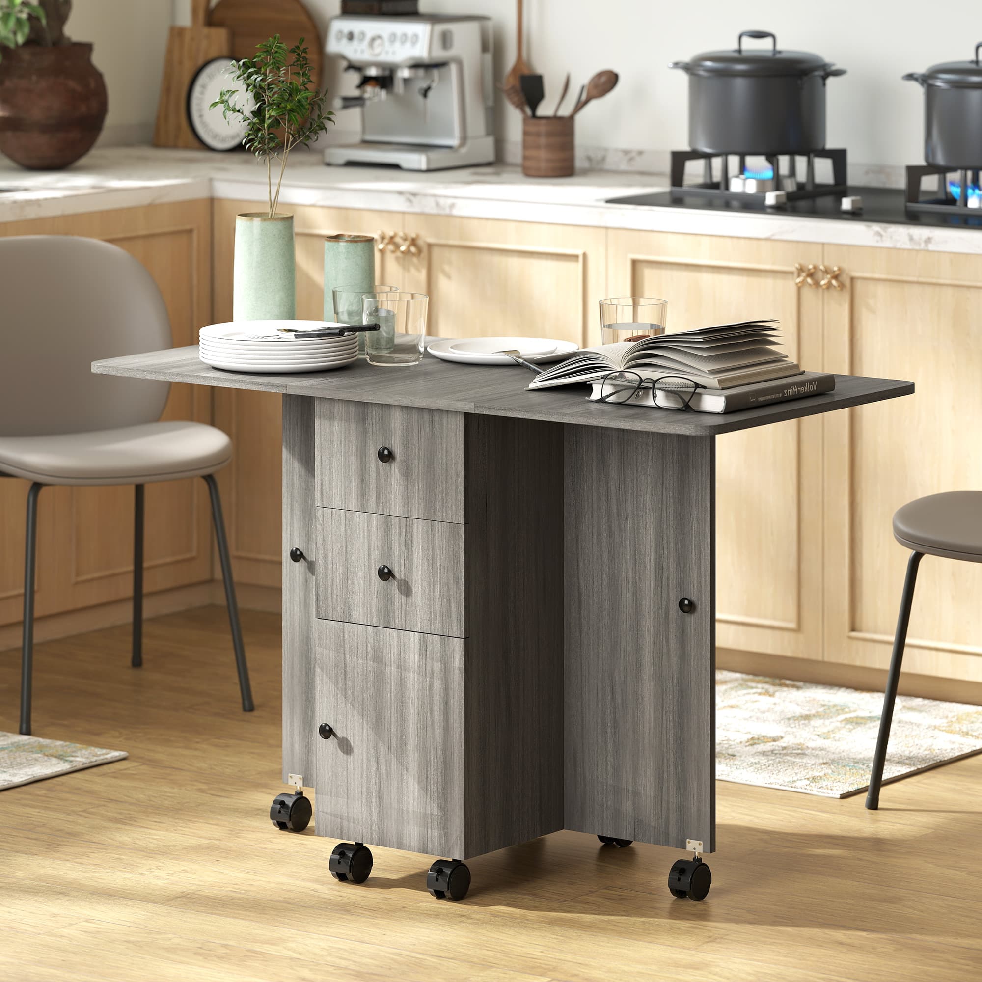 Transform Your Space with this Grey Drop Leaf Dining Table - image 2
