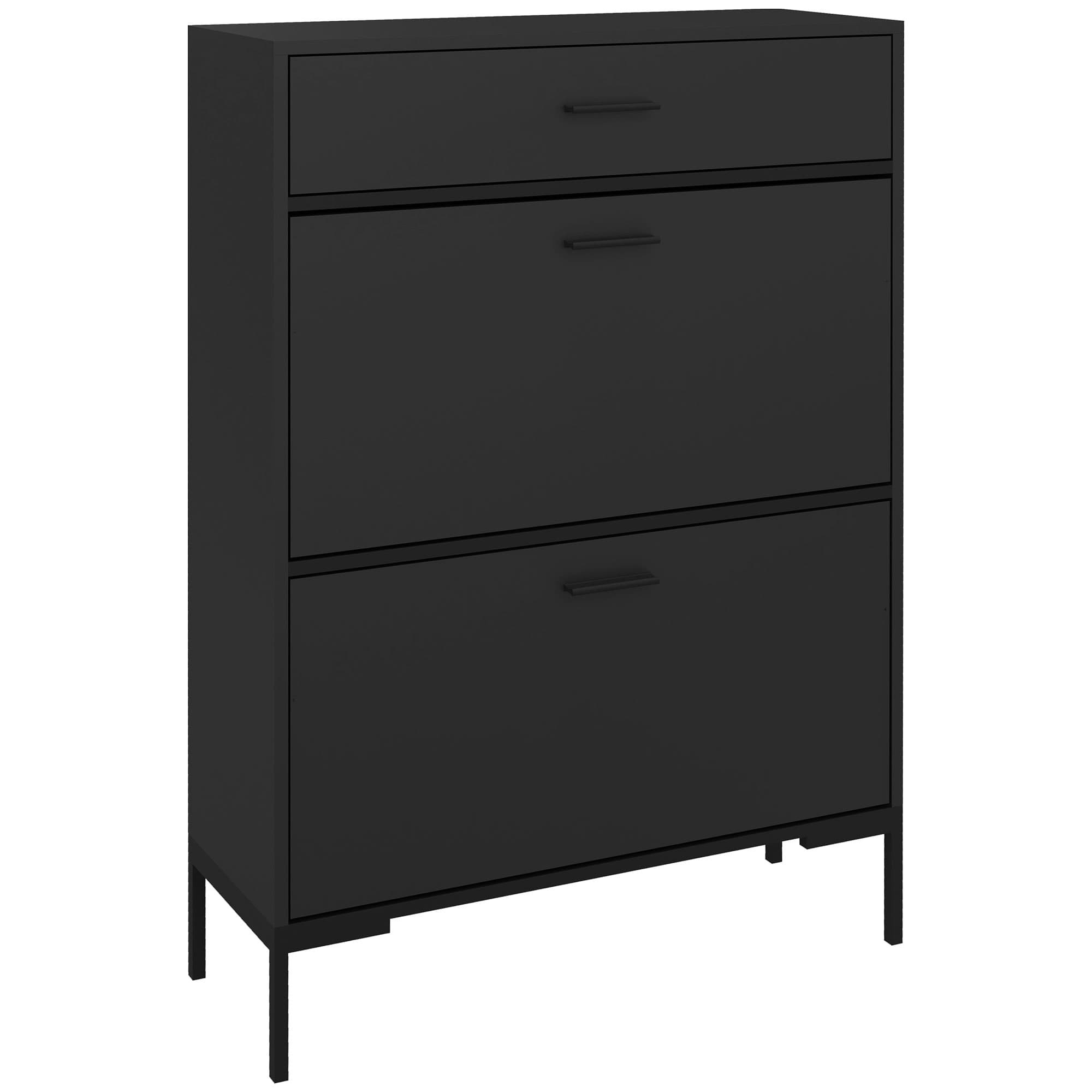 Transform Your Hallway with this Slim Black Shoe Cabinet - Black