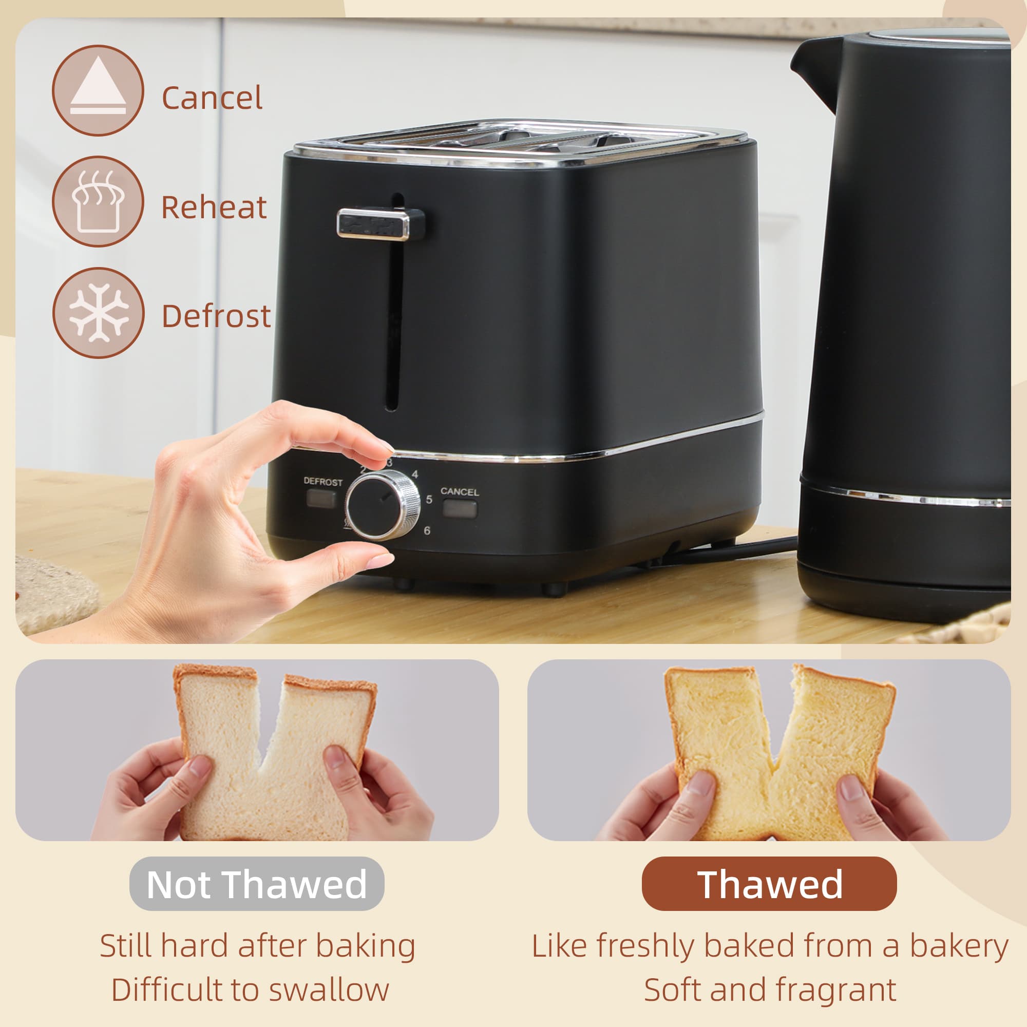 Black 1.7L Kettle and 2 Slice Toaster Set - image 1