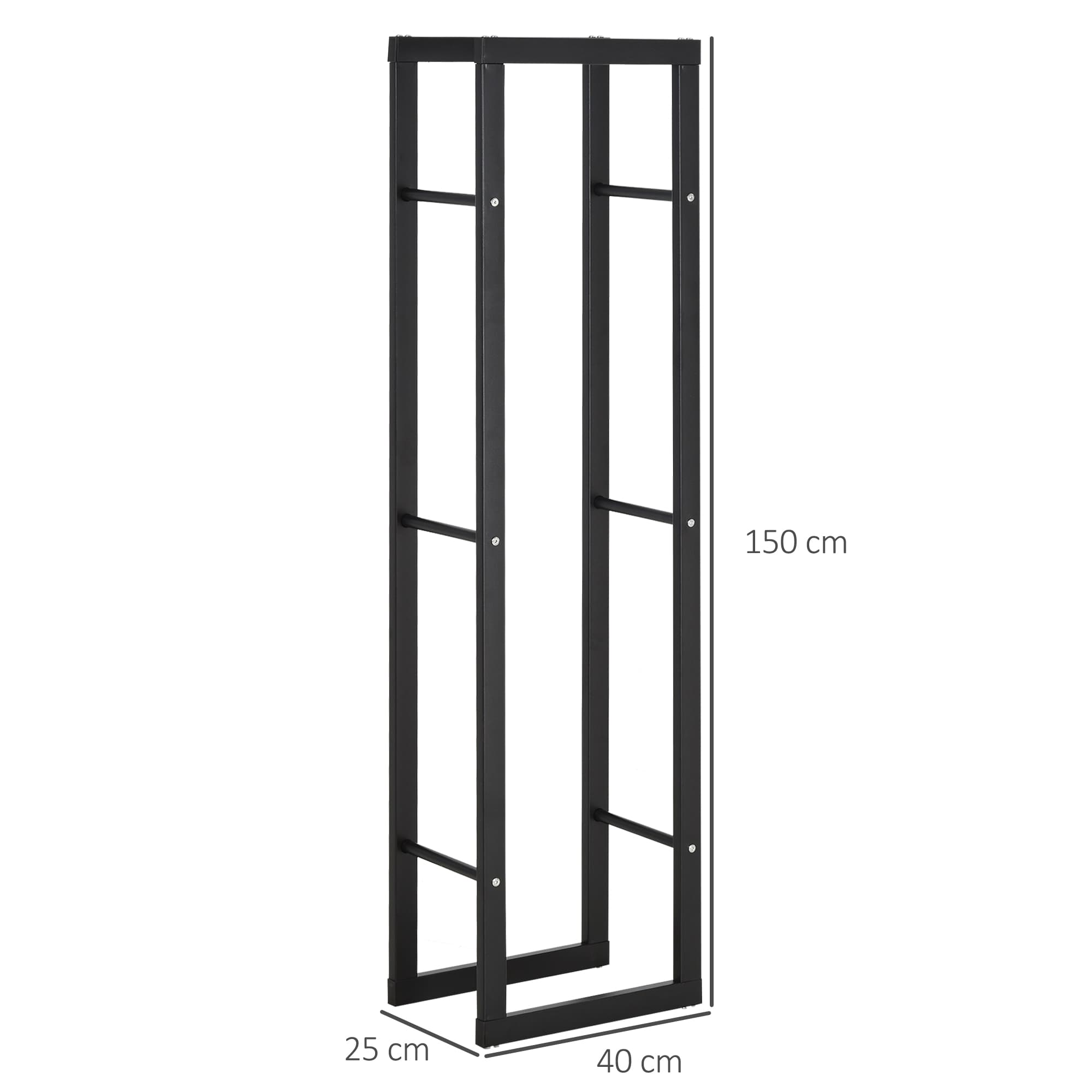 Tall Black Metal Firewood Rack — 40 x 25 x 150 cm - image 9