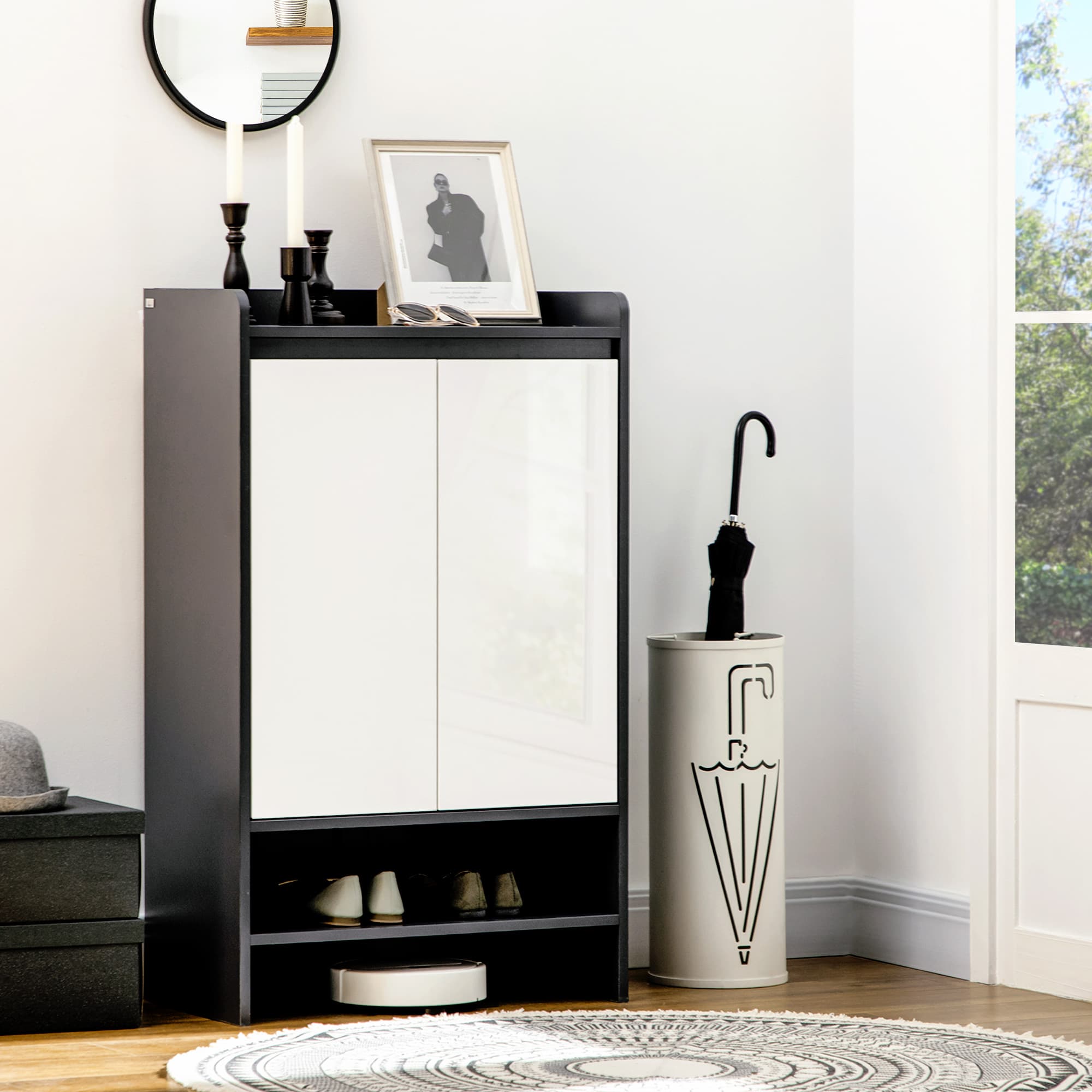 Modern Grey & White Shoe Cabinet for Clutter-Free Hallways - image 2