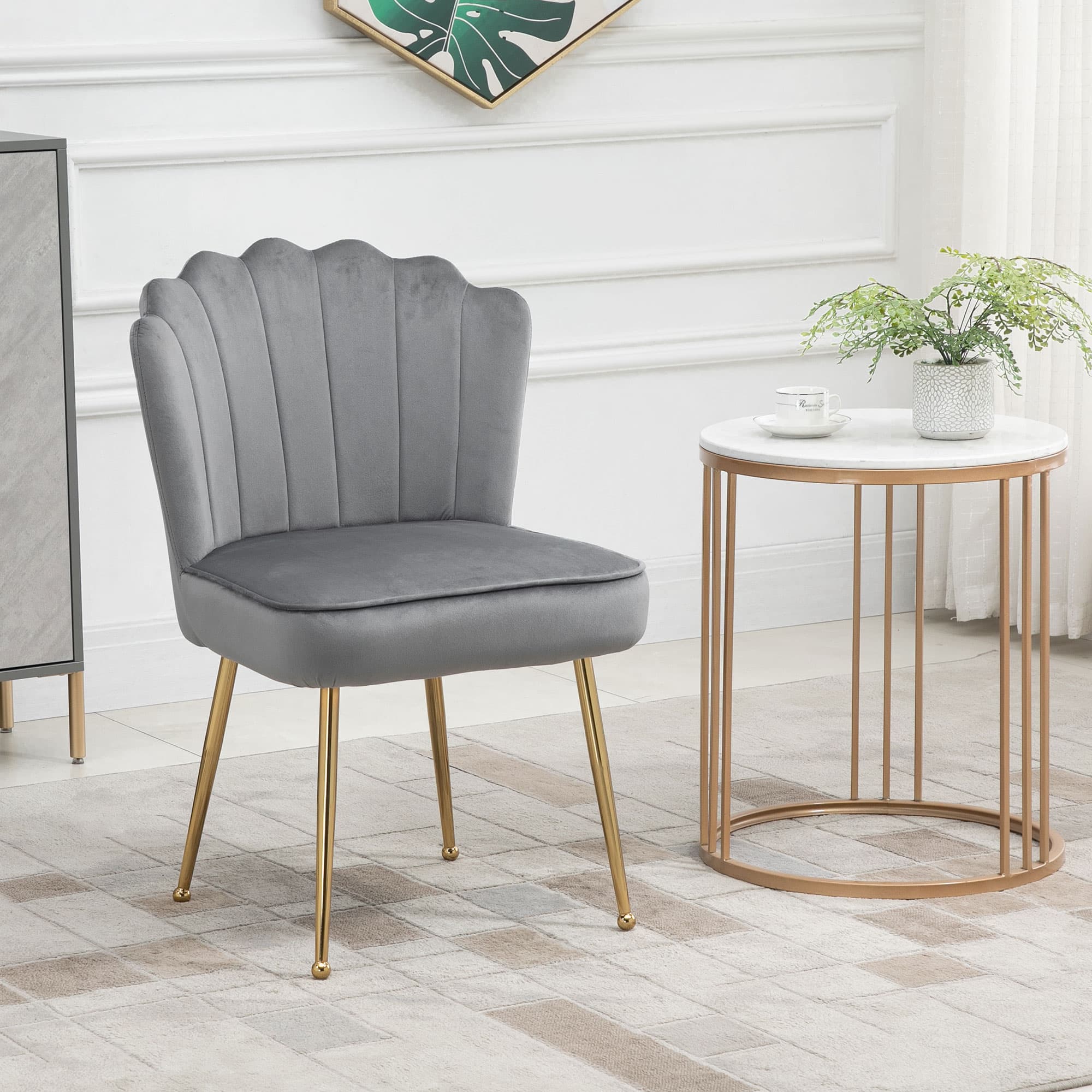 Transform Your Space with this Grey Velvet Shell Chair - image 3