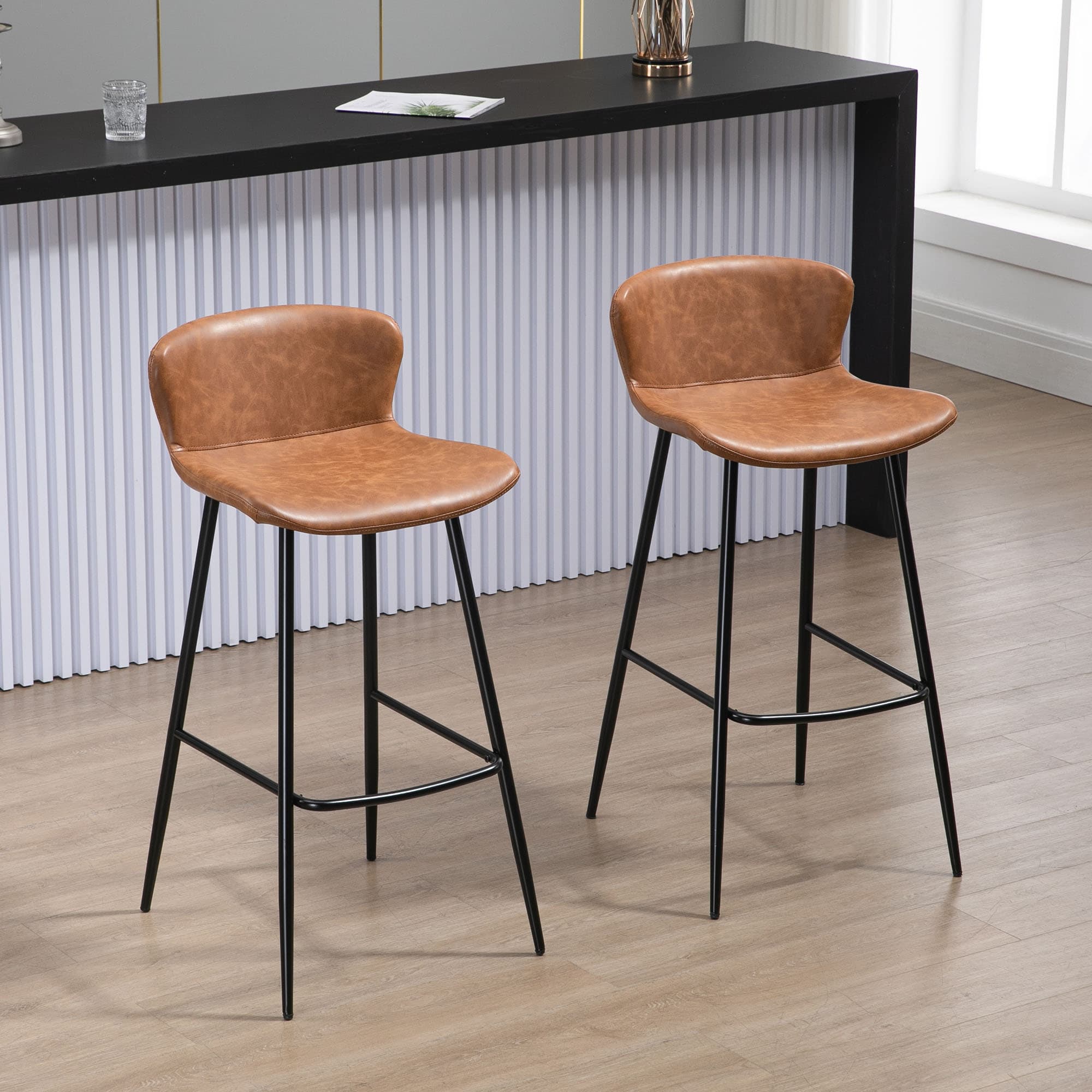 Transform Your Kitchen with Retro Brown Leather Bar Stools - image 4