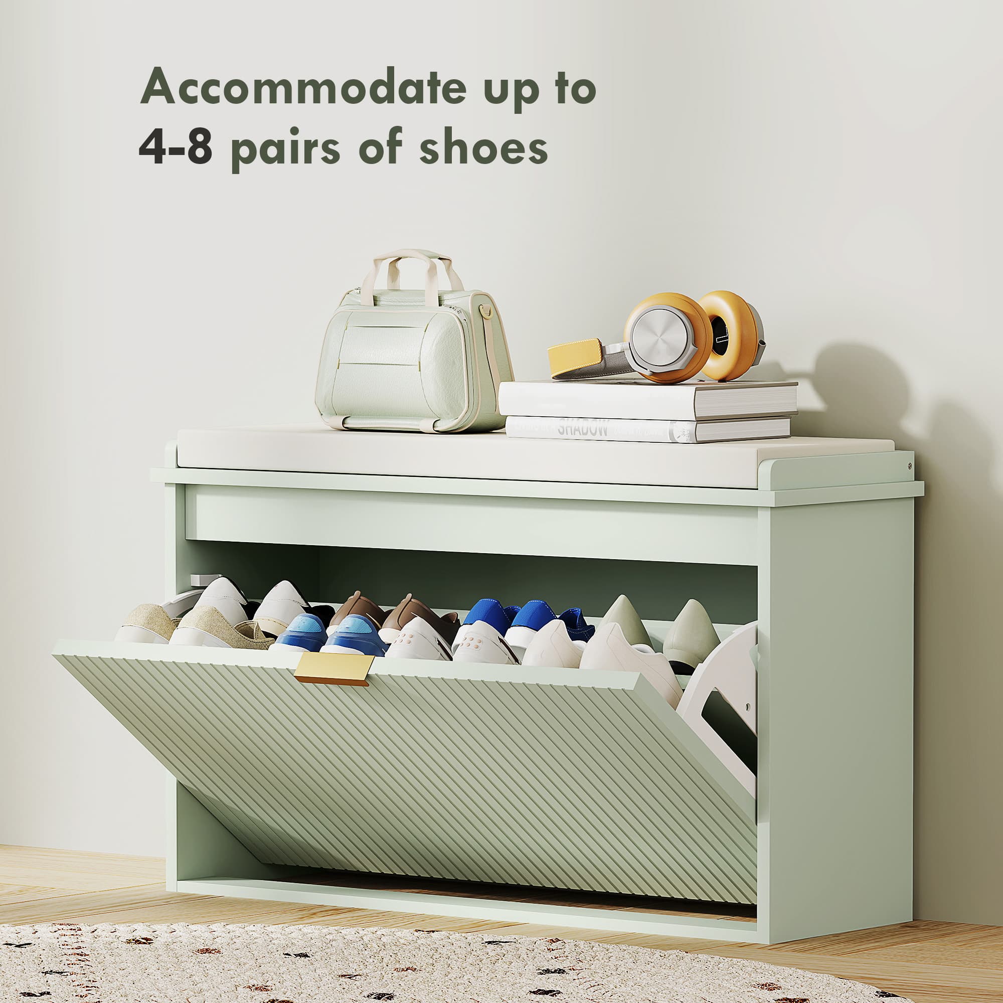 Transform Your Entryway with this Elegant Green Shoe Bench - image 1