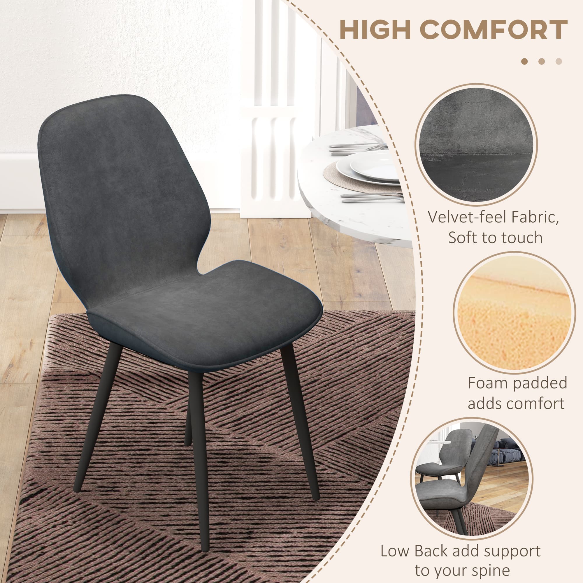 Effortless Elegance: Set of 2 Grey Velvet Dining Chairs - image 5