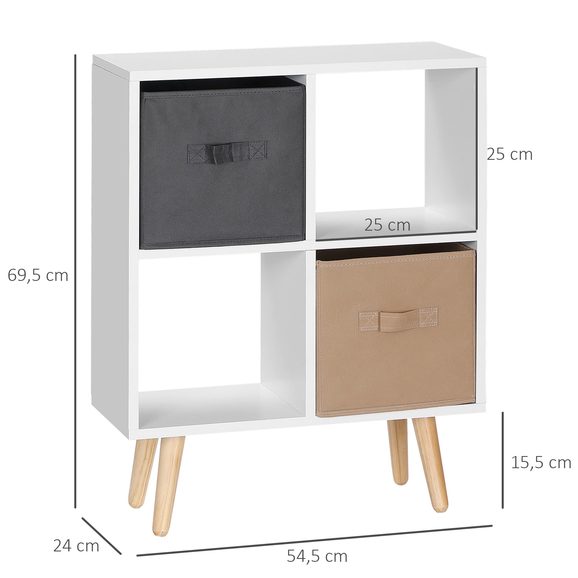 Freestanding 4-Cube Shelving Unit with Fabric Storage Boxes - image 10