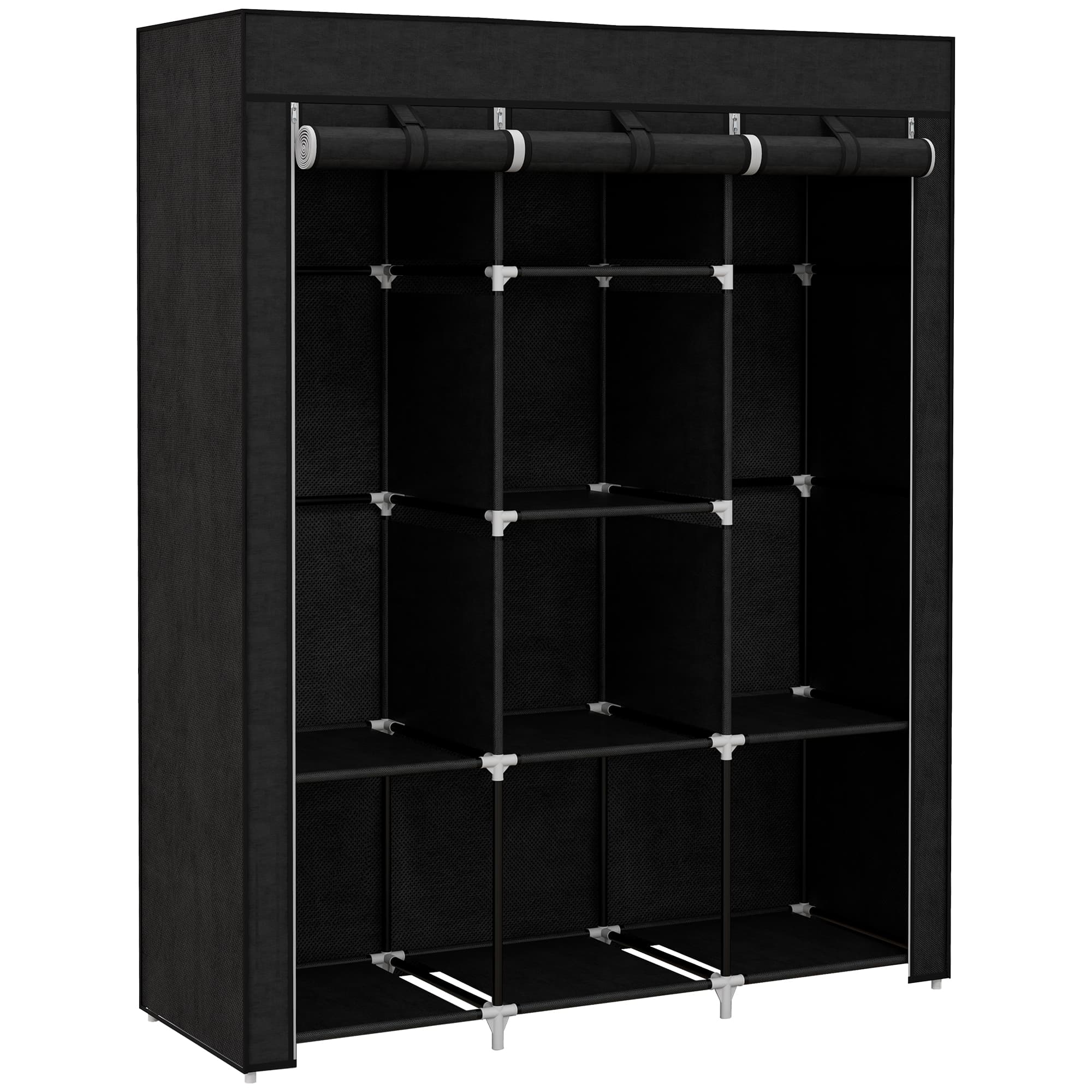 Black fabric wardrobe for organised clothes storage - image 7