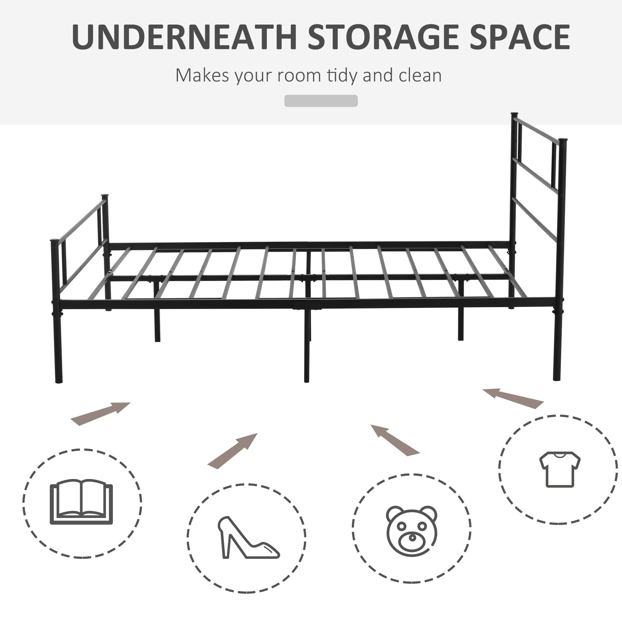 Minimalist Black Metal King Bed Frame With Clever Storage - image 2