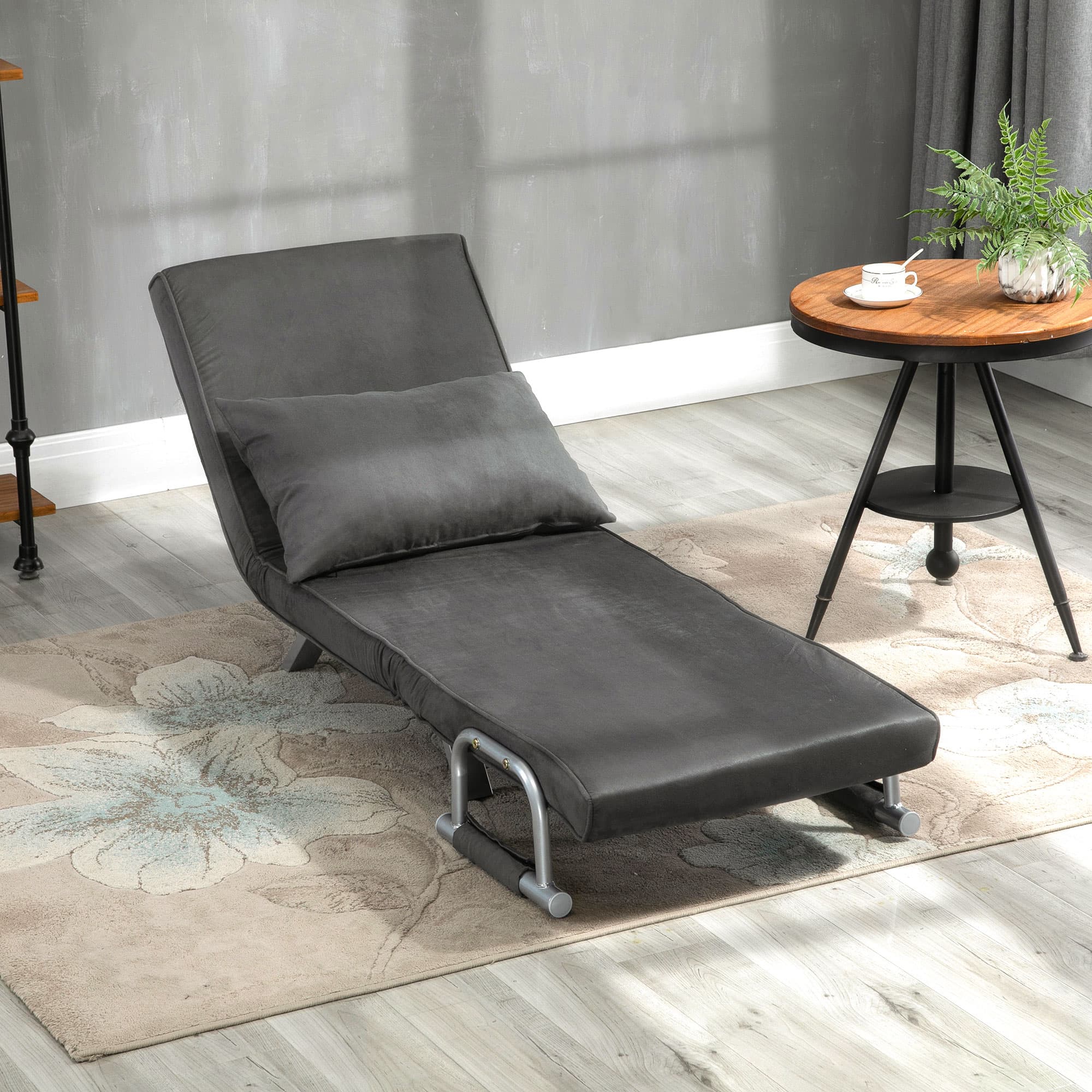 Transform Your Space with this 4-in-1 Grey Faux Suede Chair Bed - image 4