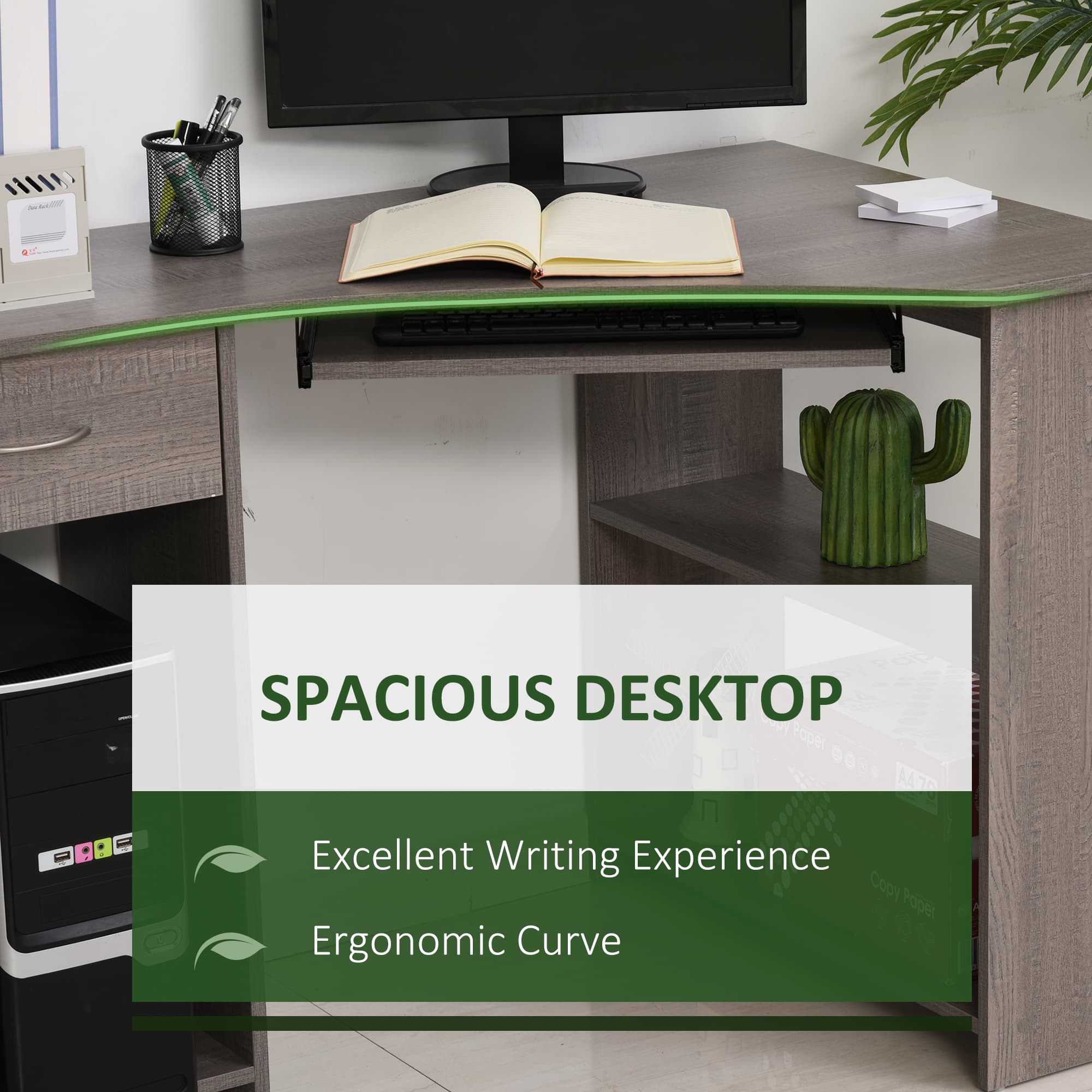 Transform Your Workspace with this Grey L-Shaped Corner Desk - image 3