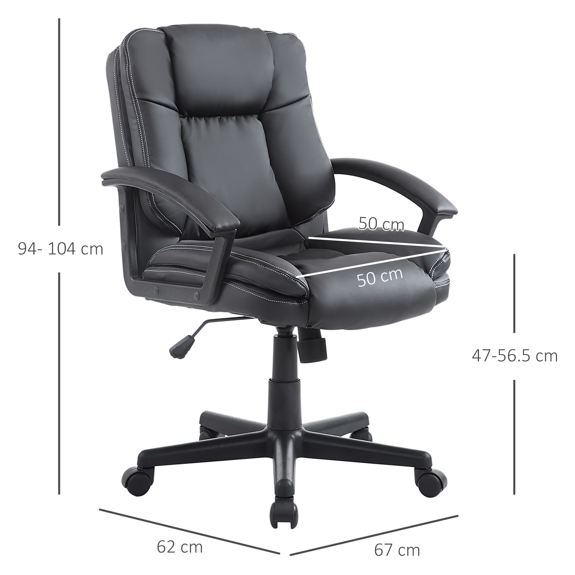Transform Your Workspace with this Black PU Leather Desk Chair - image 2