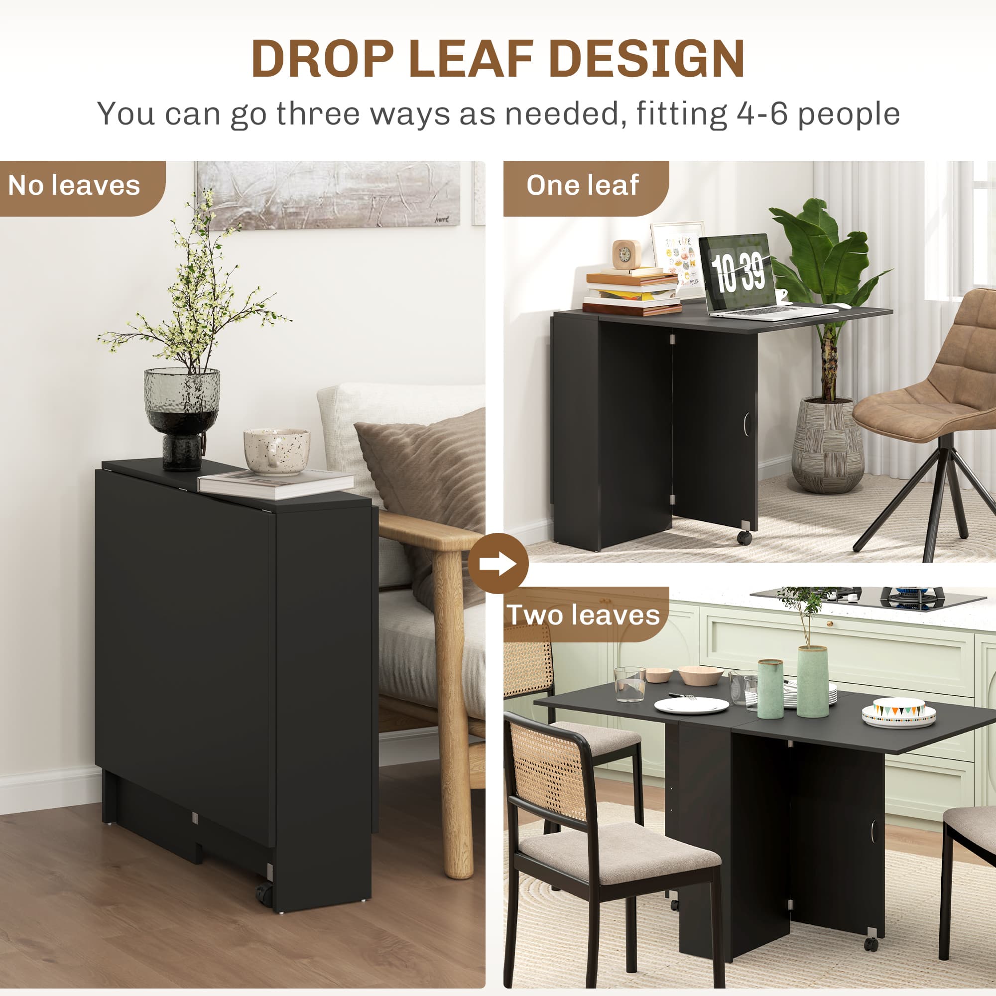 Transform Your Space with this Black Drop Leaf Dining Table - image 5