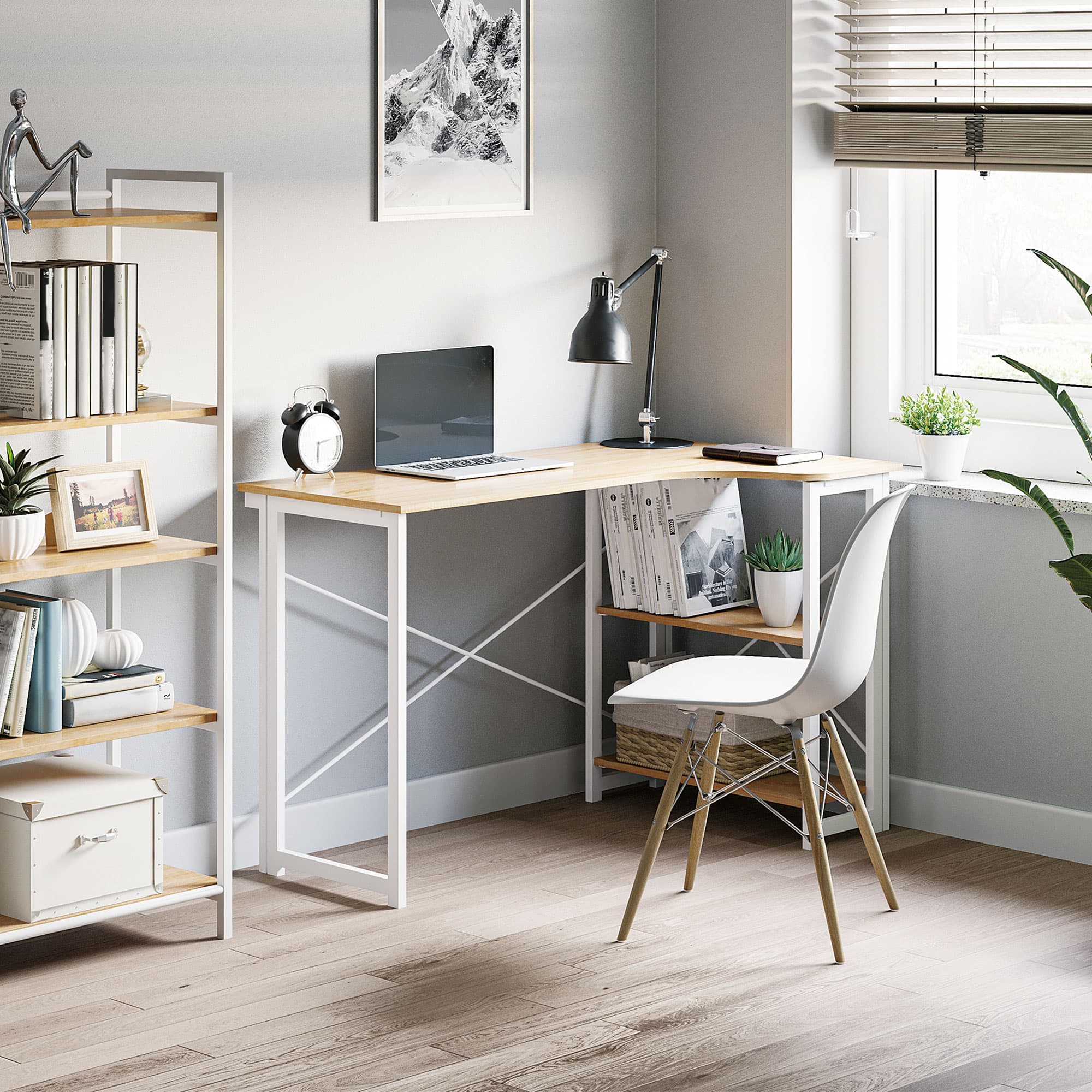 Space-Saving Folding L-Shaped Corner Desk with Storage - image 2