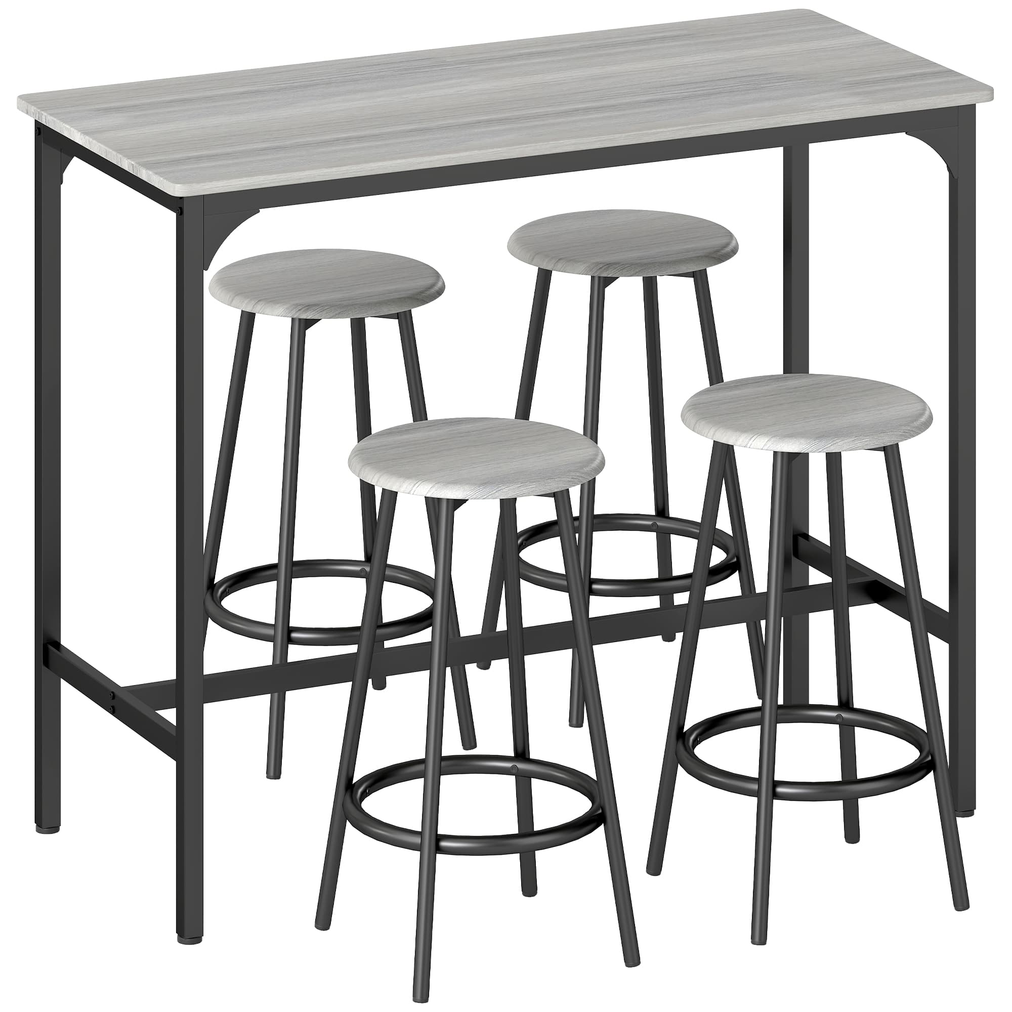 Transform Your Kitchen with this 5-Piece Industrial Bar Set - Grey