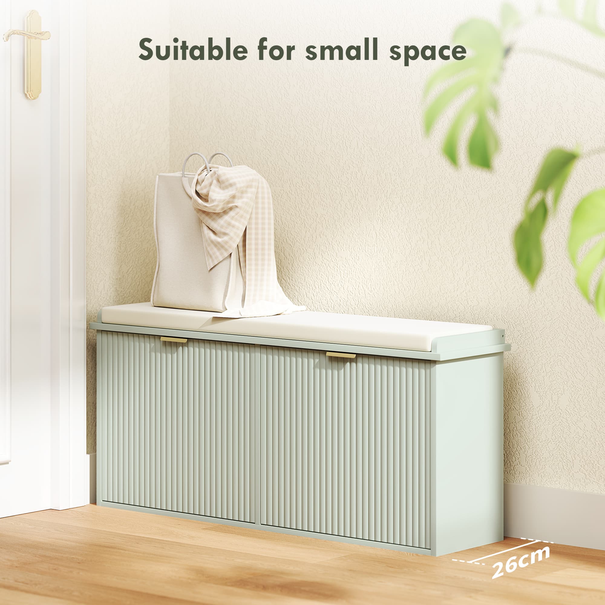 Green Cushioned Shoe Bench for Effortless Hallway Storage - image 5