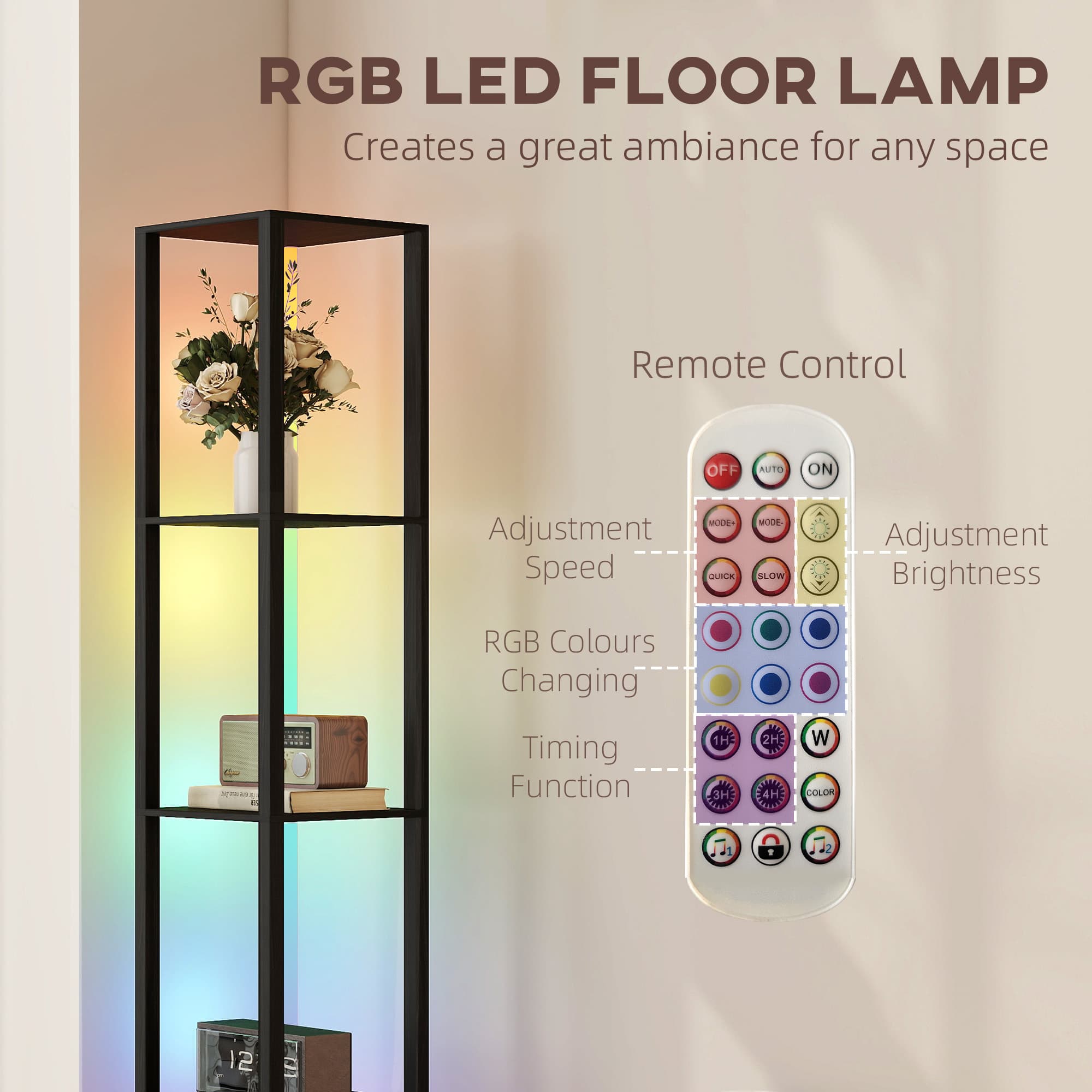 Transform Your Space with this Modern RGB LED Shelf Lamp - image 4