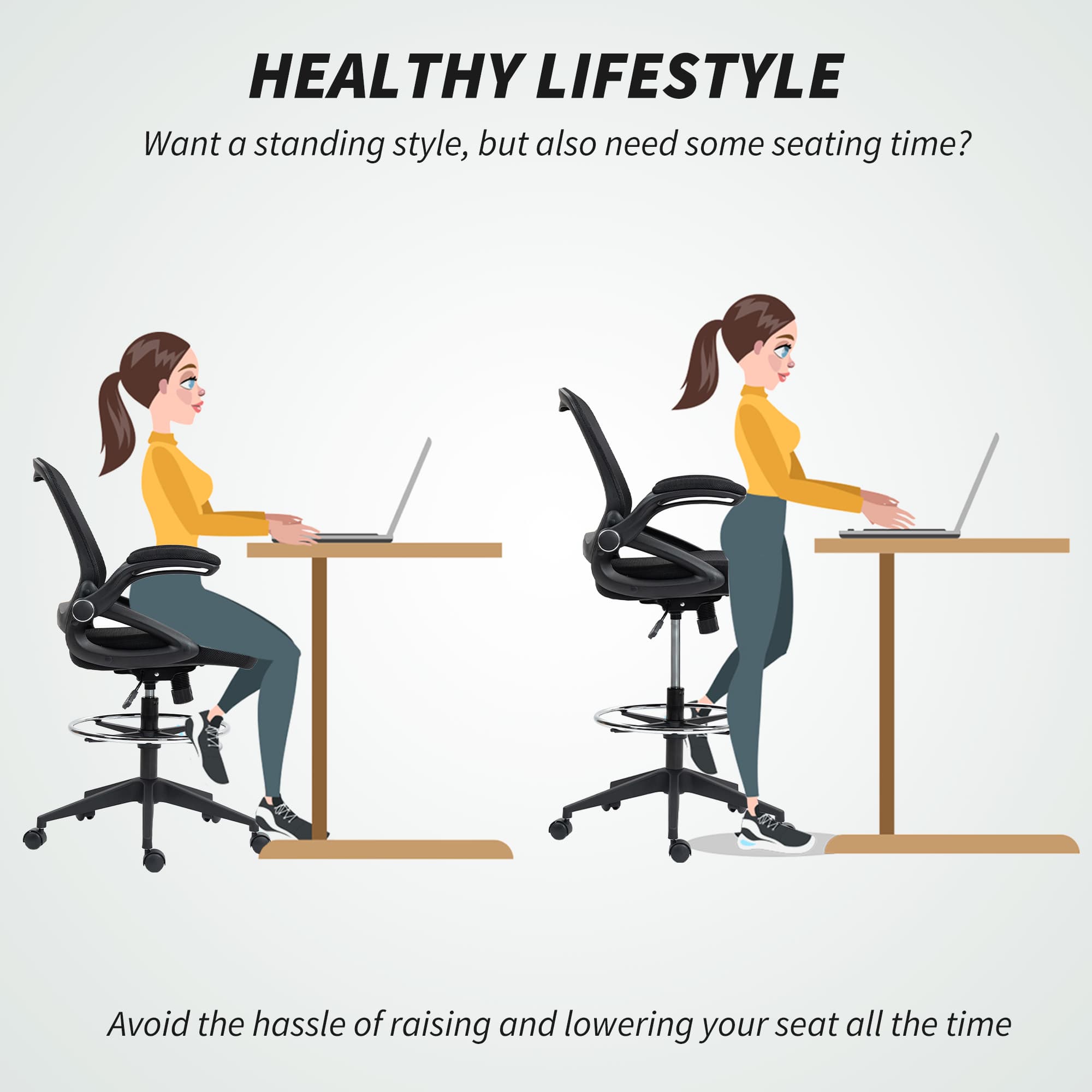 Transform Your Workspace with the Vinsetto Drafting Chair - image 3