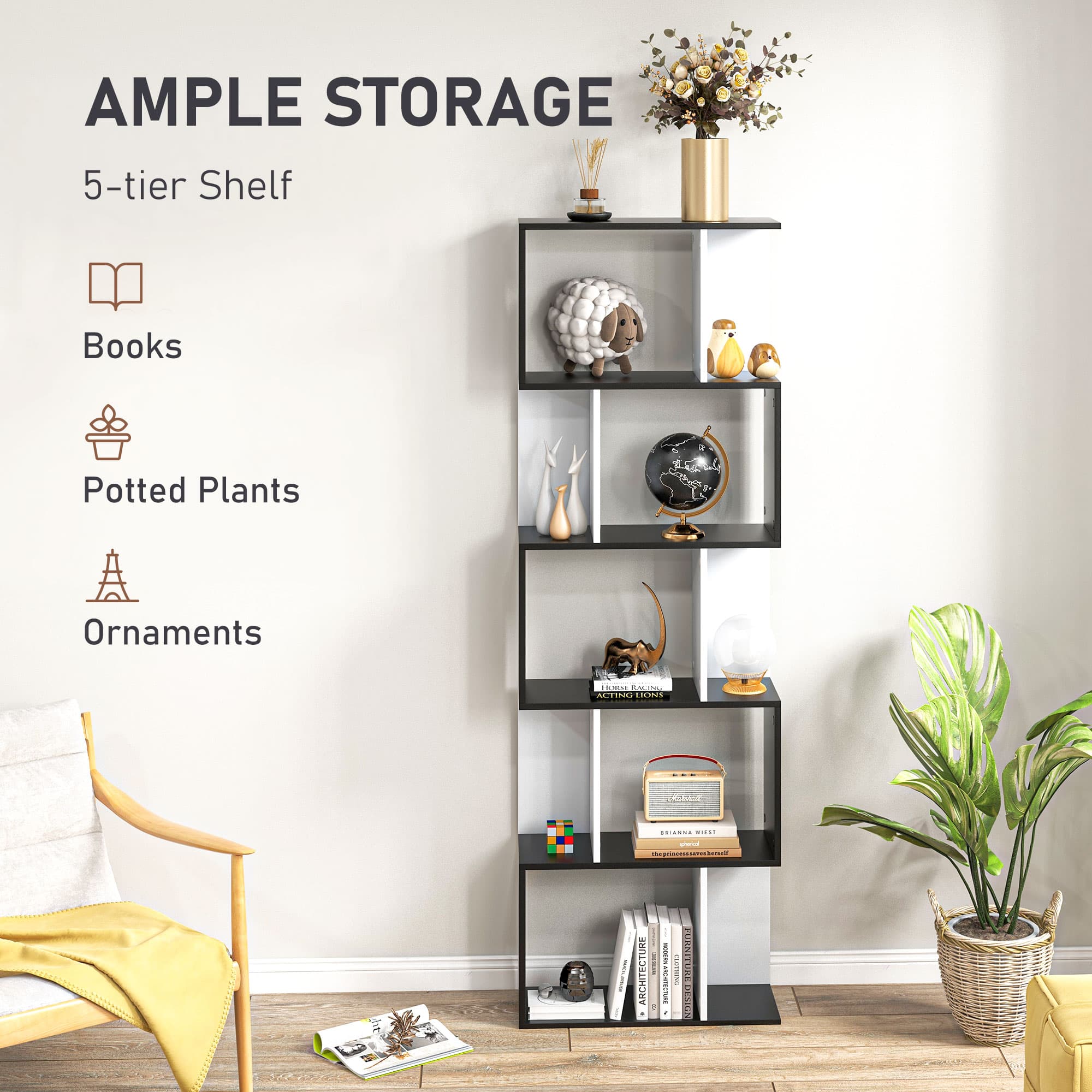 Elevate Your Living Room with this 5-Tier S-Shaped Bookshelf - image 2