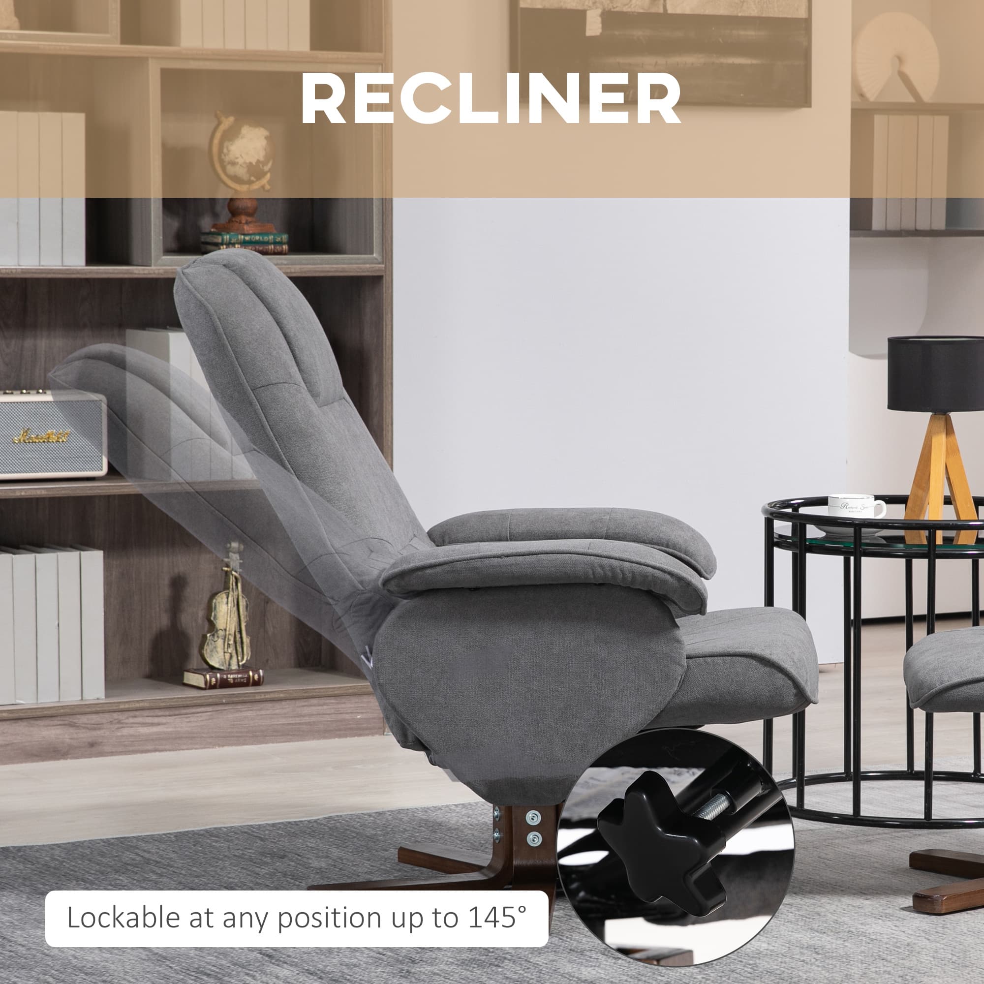 Effortless Comfort: Grey Swivel Recliner & Footstool - image 1