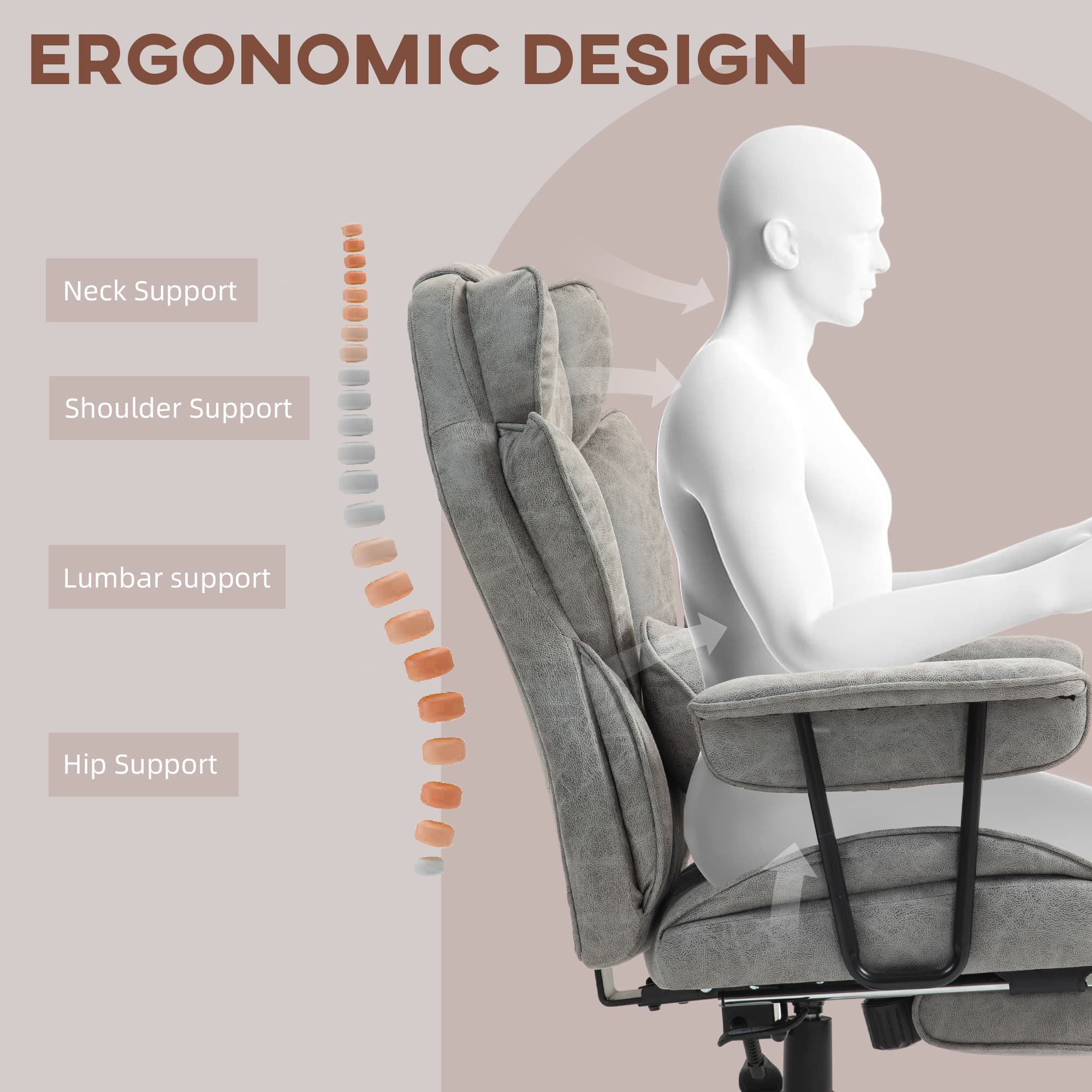 Ergonomic Grey Executive Office Chair With Retractable Footrest - image 5