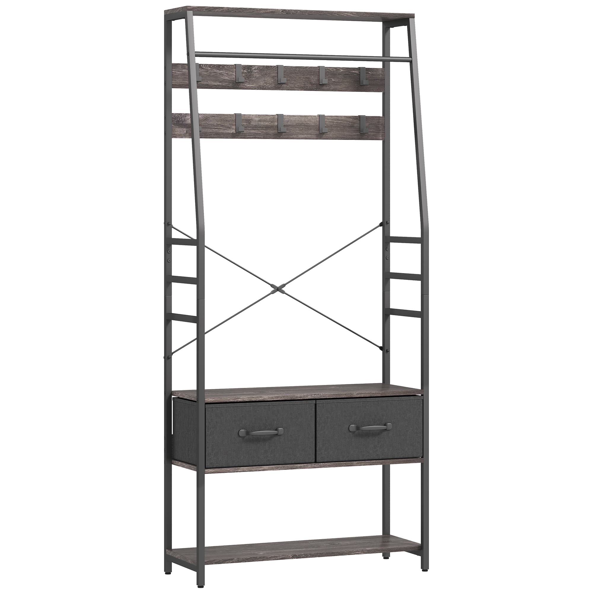 Transform Your Entryway with this 6-in-1 Industrial Hall Tree - Grey