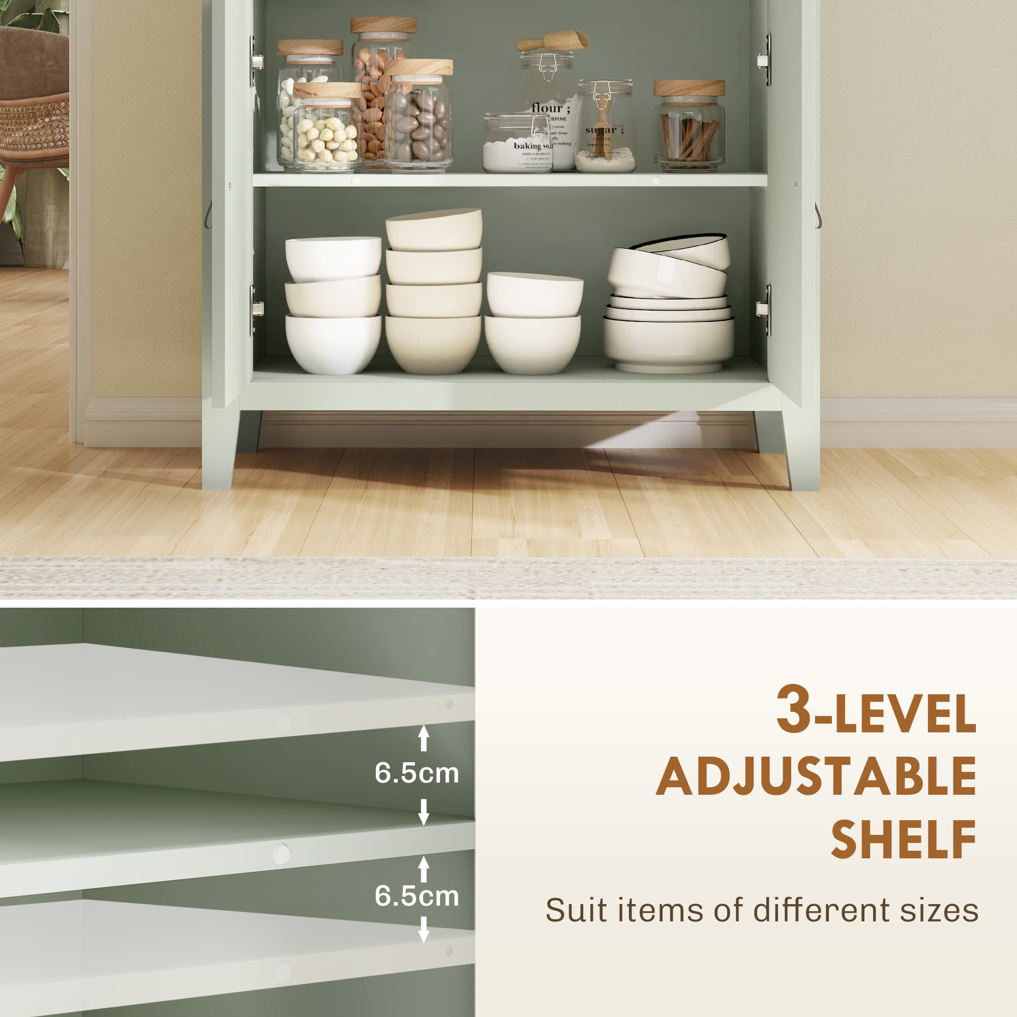 Transform Your Space with this Light Green Farmhouse Sideboard - image 1