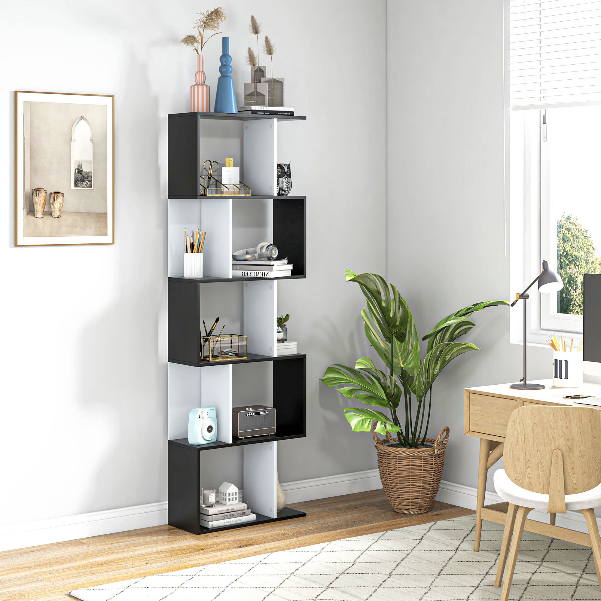 Elevate Your Living Room with this 5-Tier S-Shaped Bookshelf - image 3