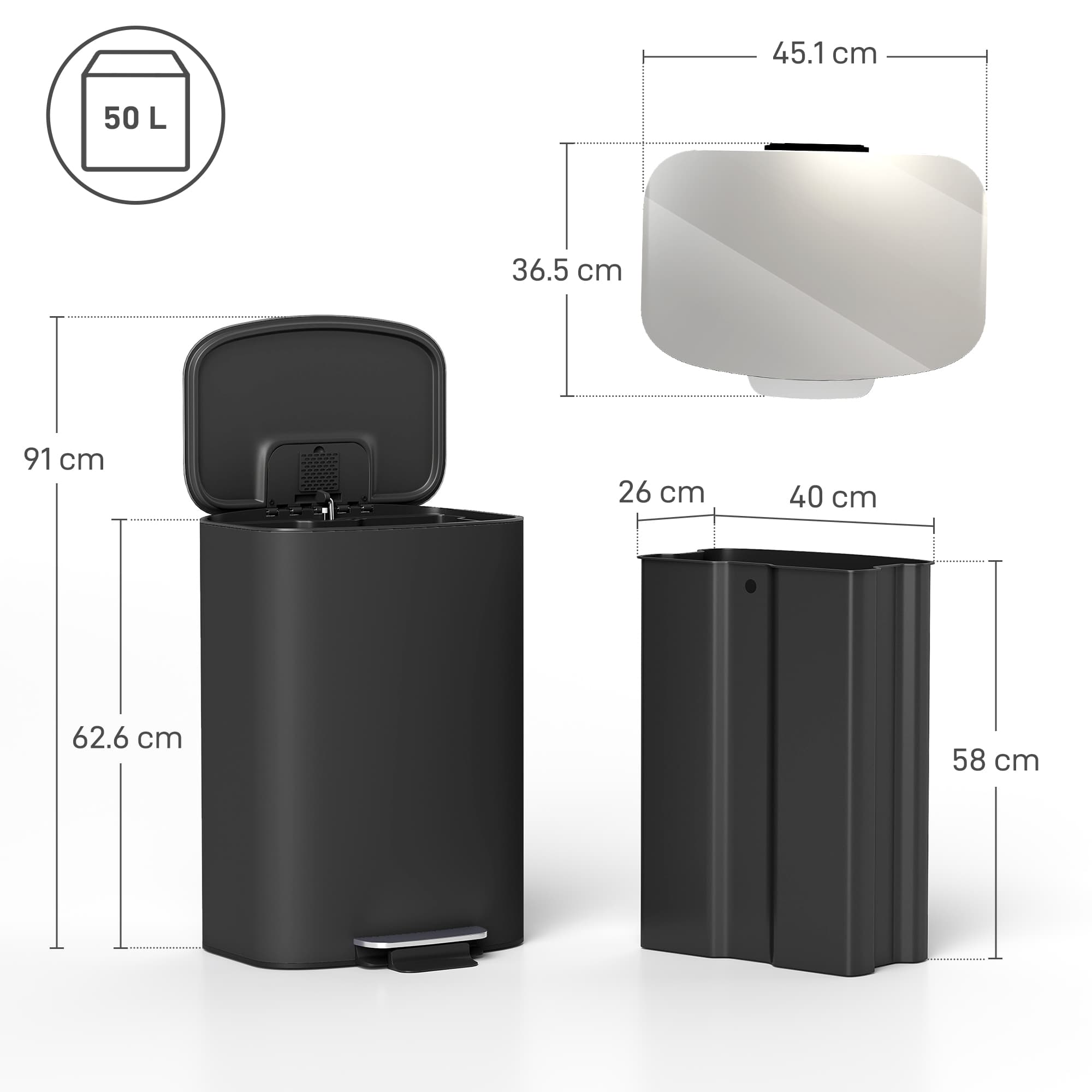 50-Litre Soft-Close Pedal Bin with Stay-Open Function - image 10