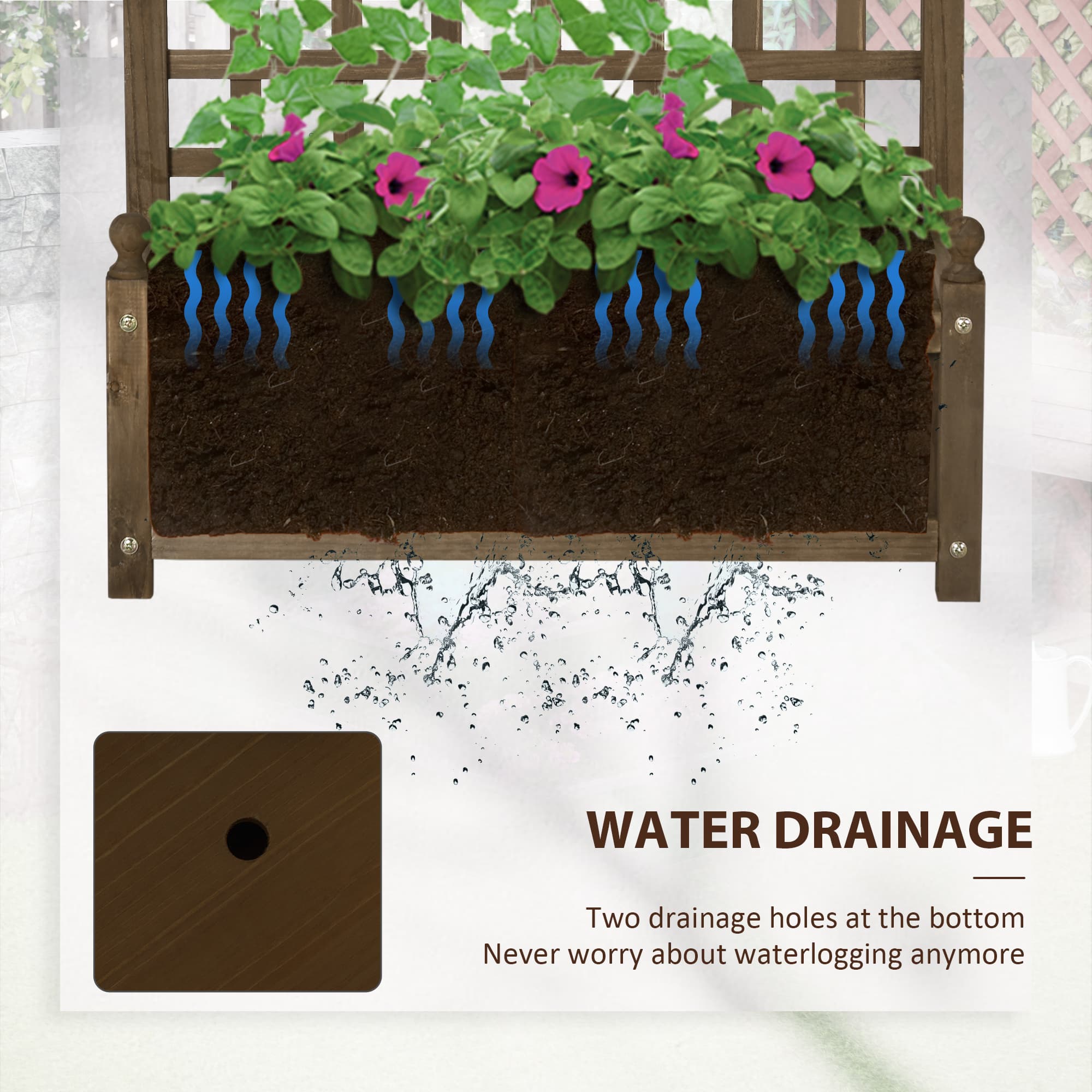 Wooden Planter Box with Trellis for Climbers - image 2