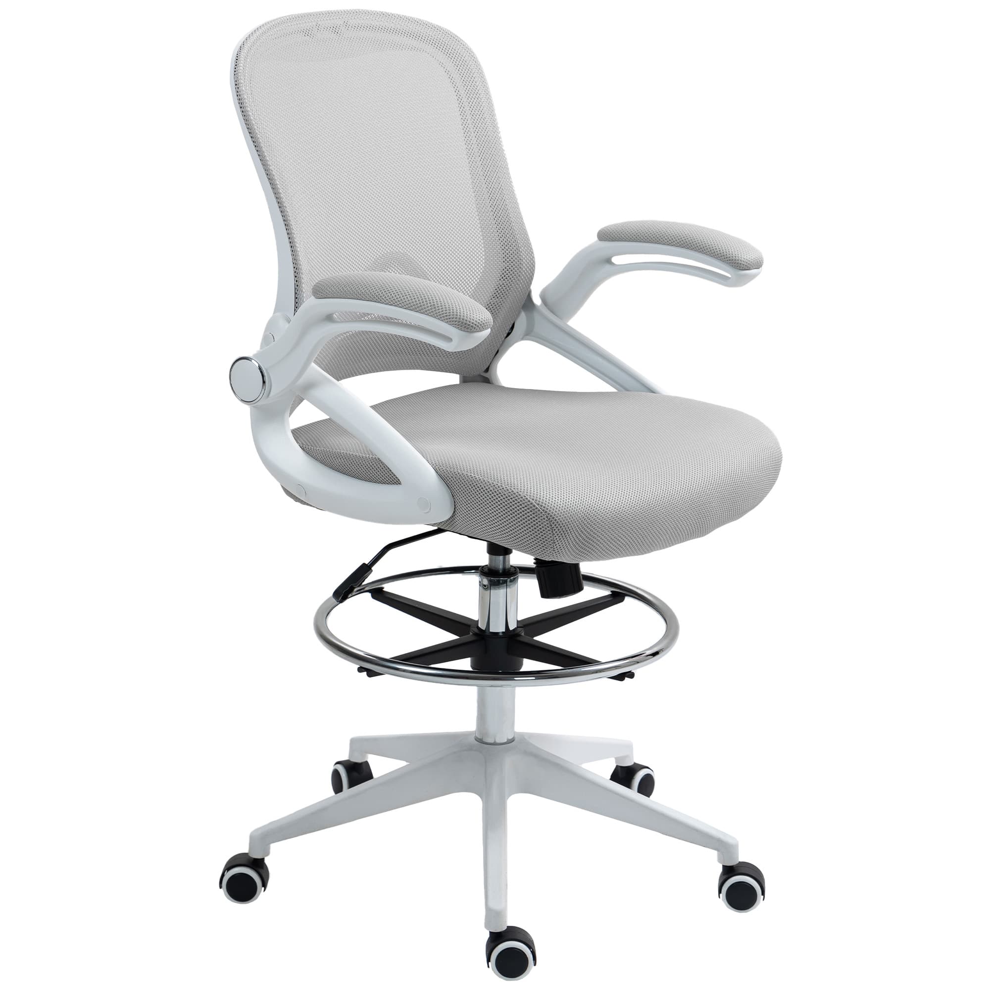 Transform Your Workspace with this Ergonomic Drafting Chair - Light Grey