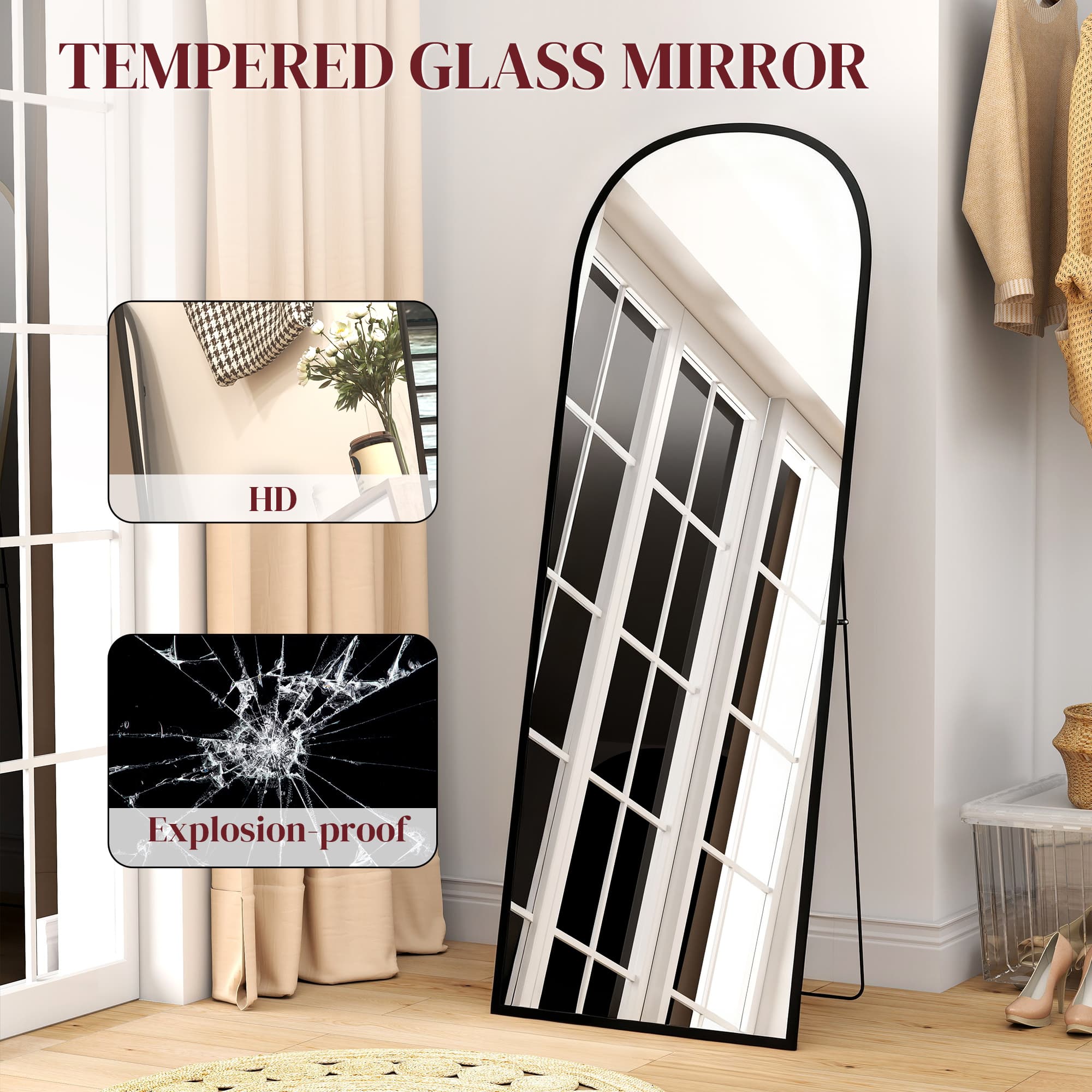 Transform Your Space with this 165cm Black Standing Mirror - image 5