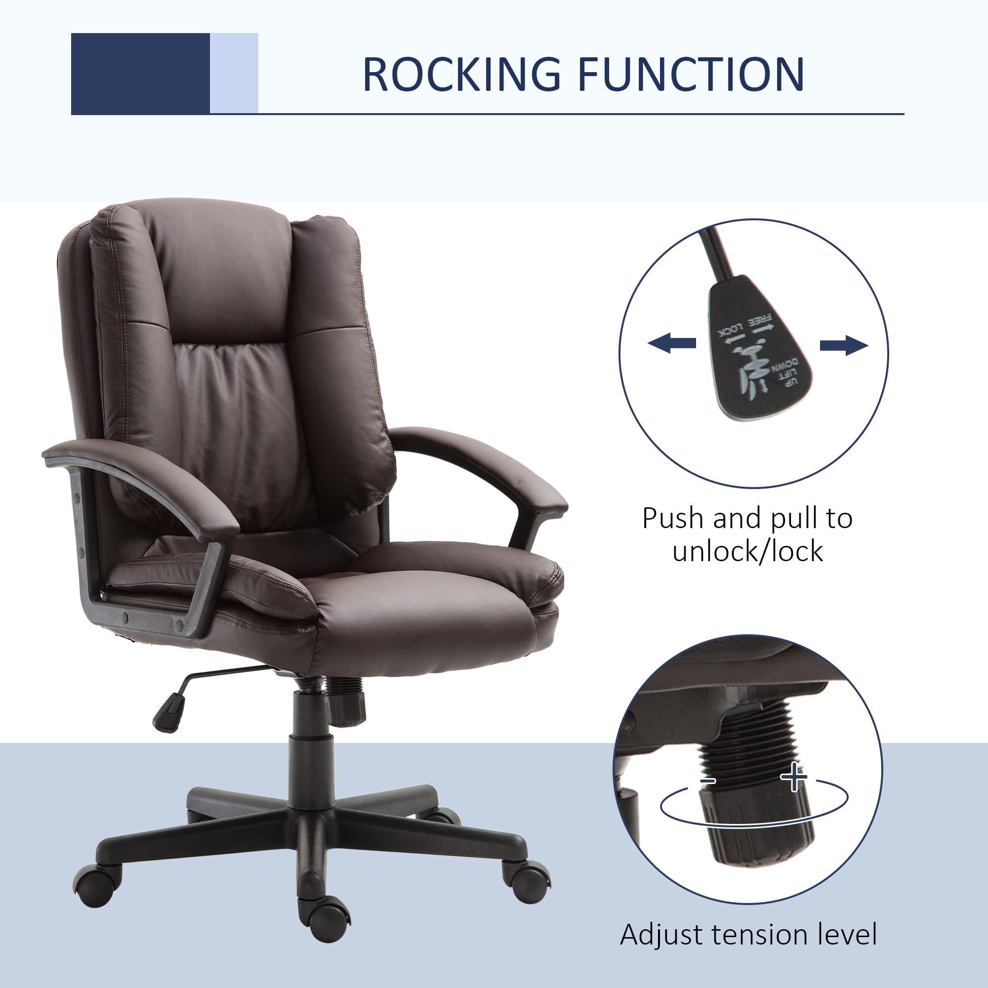 Premium Brown Faux Leather Adjustable Executive Office Chair - image 3