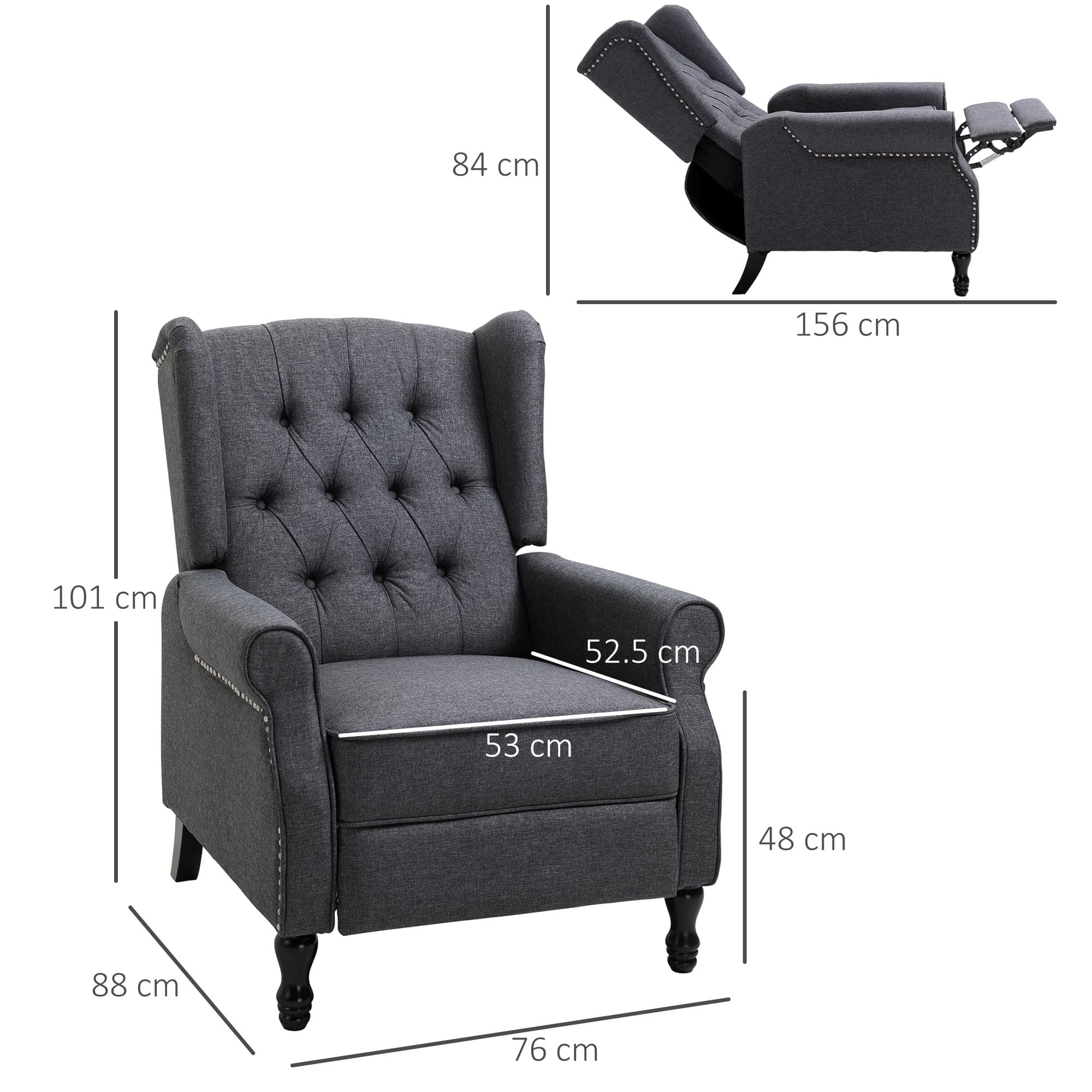 Relax in Style: Vintage Dark Grey Tufted Recliner Armchair - image 5