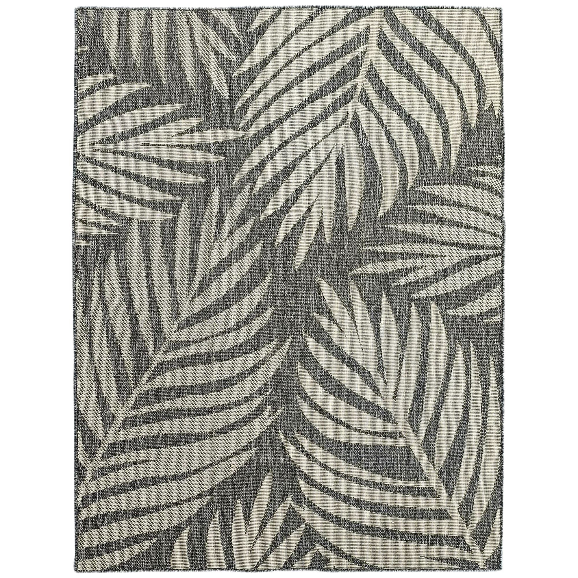 Grey Leaf Washable Rug for Indoor and Outdoor Rooms