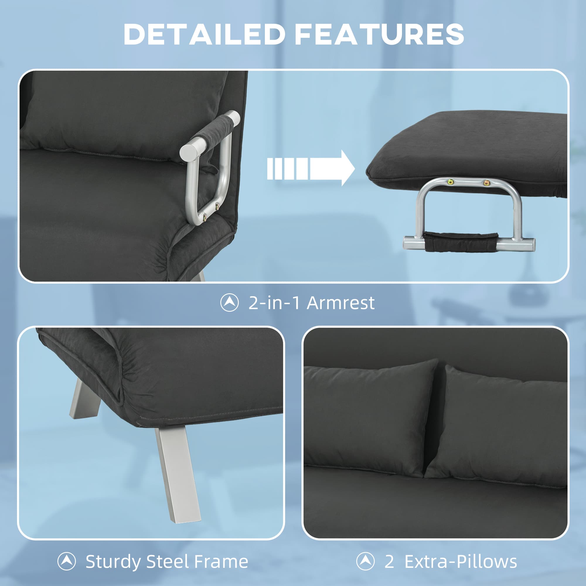 Transform Your Space with this Charcoal Grey Click-Clack Sofa Bed - image 5