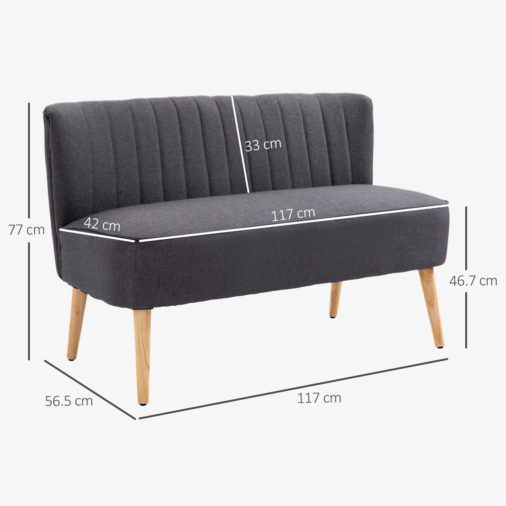 Transform Your Space With This Dark Grey Compact 2 Seater Sofa - image 3