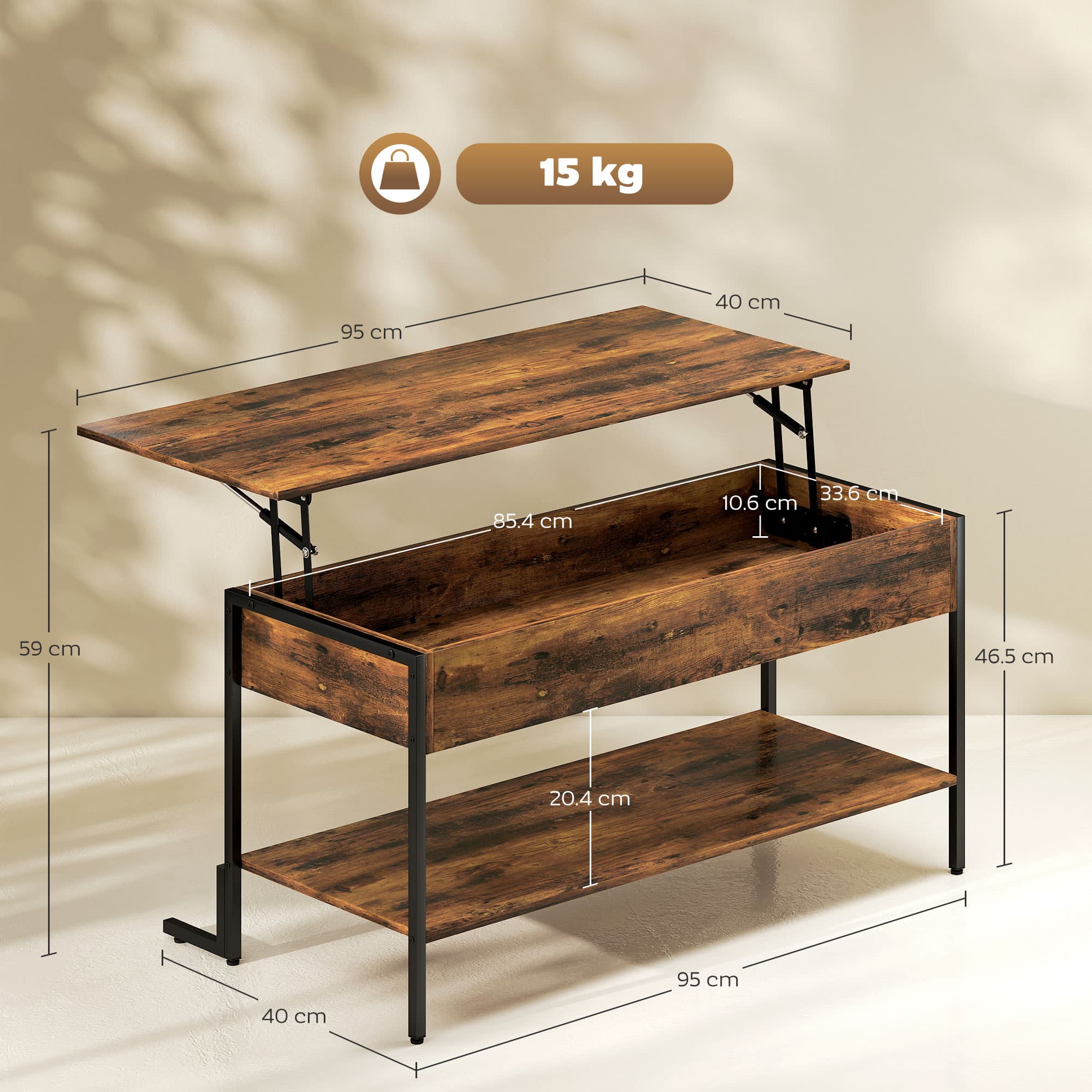 Effortless Lift-Top Coffee Table with Hidden Storage - image 3