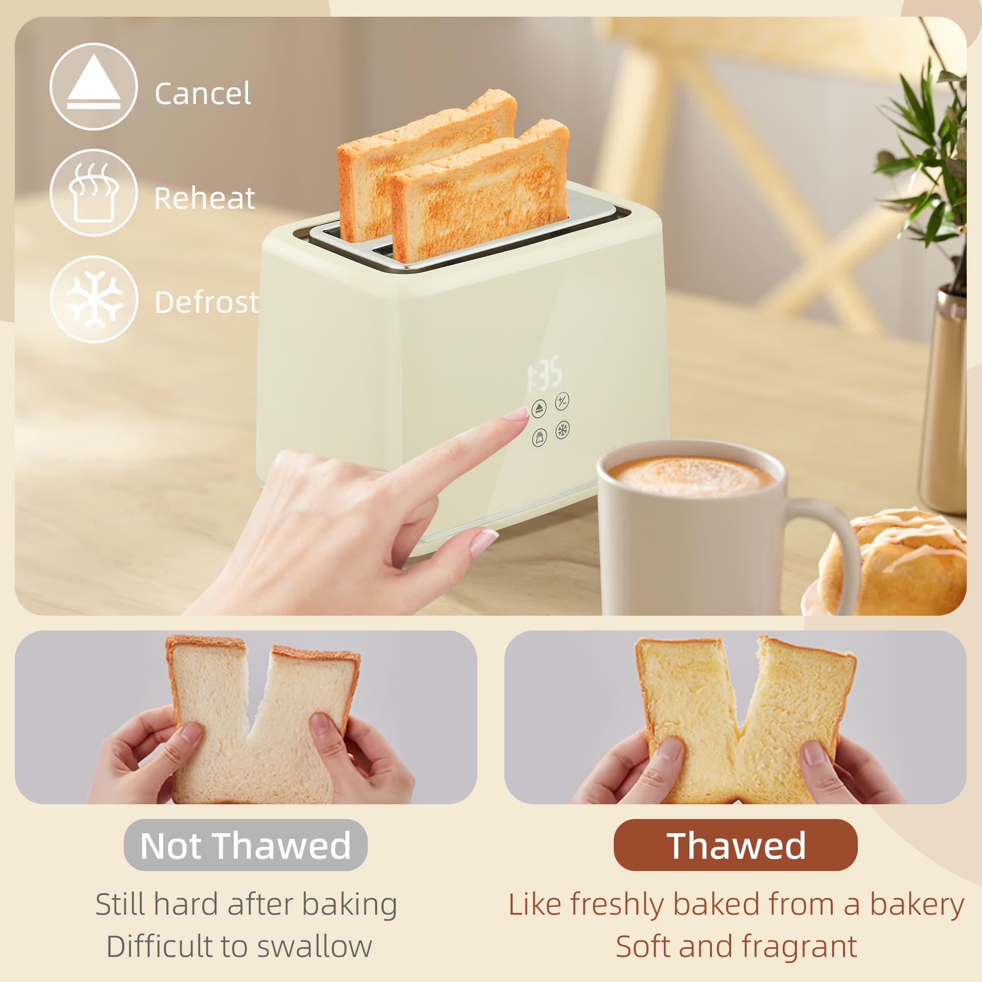 Premium Beige Digital Kettle and 2-Slice Toaster Set - image 3
