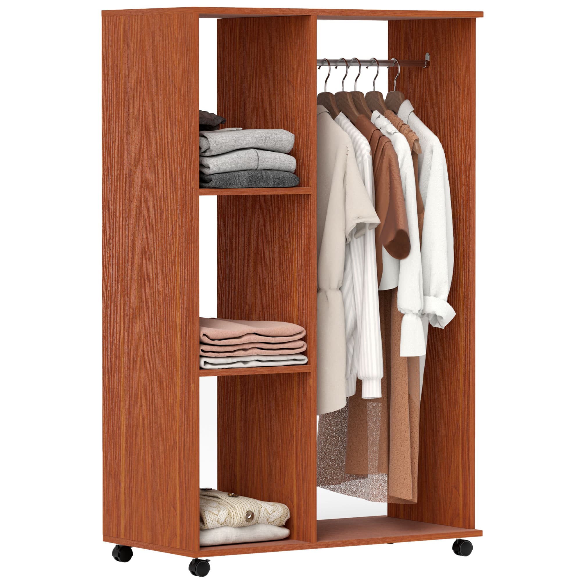 Effortless Organisation: Walnut Mobile Open Wardrobe - Walnut