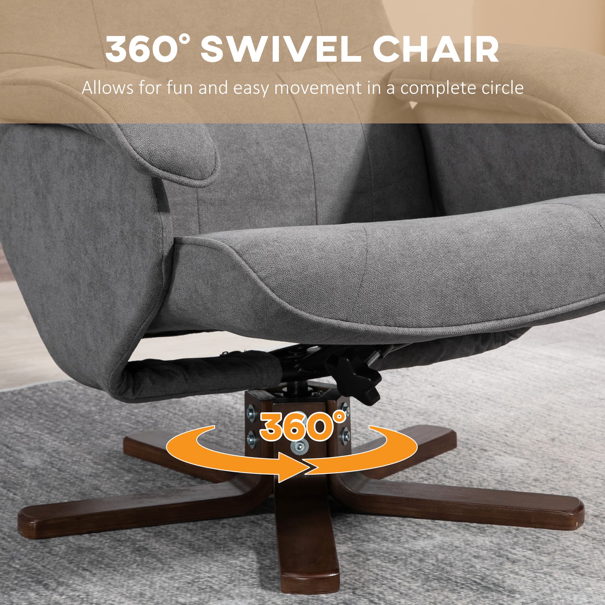 Effortless Comfort: Grey Swivel Recliner & Footstool - image 5