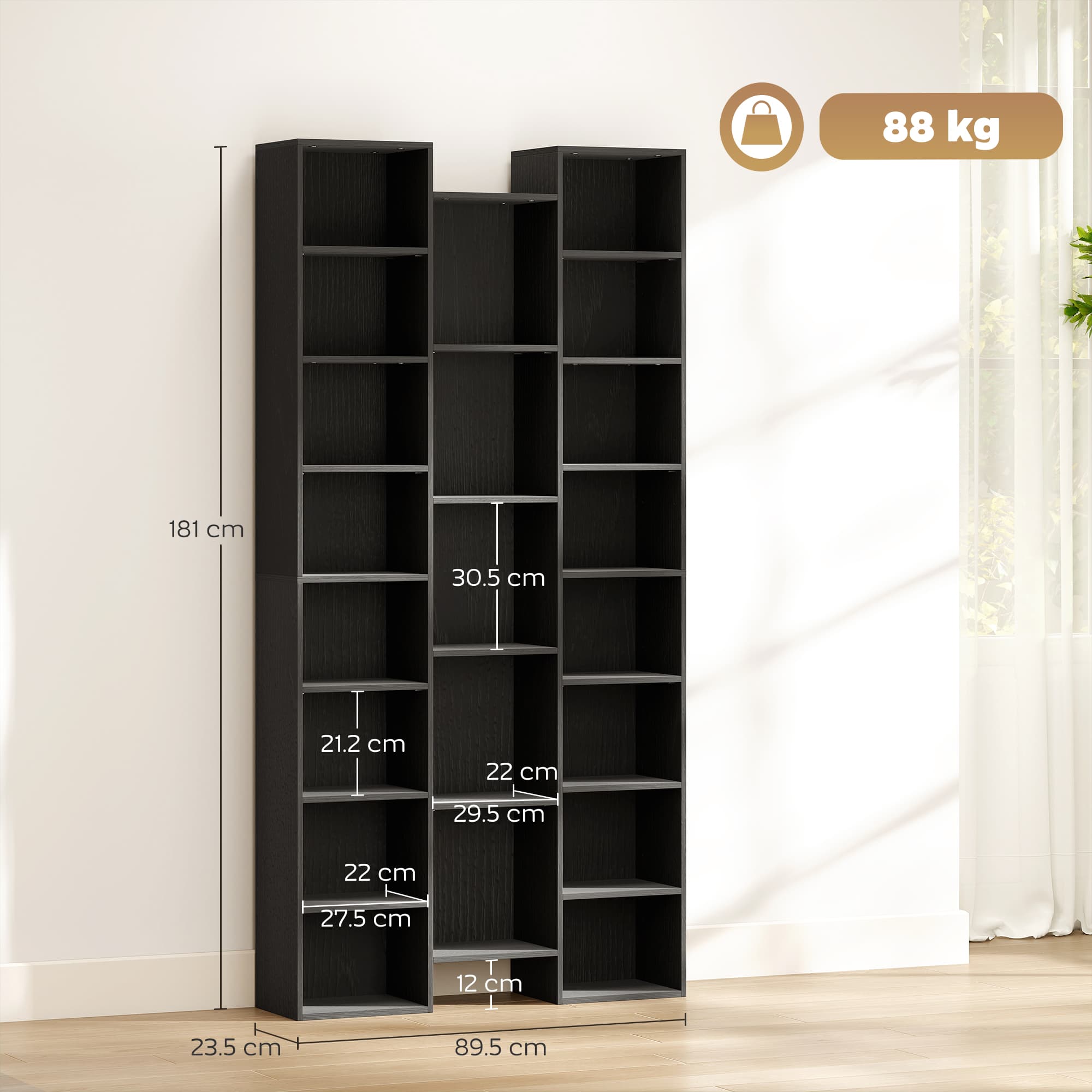 Transform Your Space with this 21-Compartment Black Bookshelf - image 2