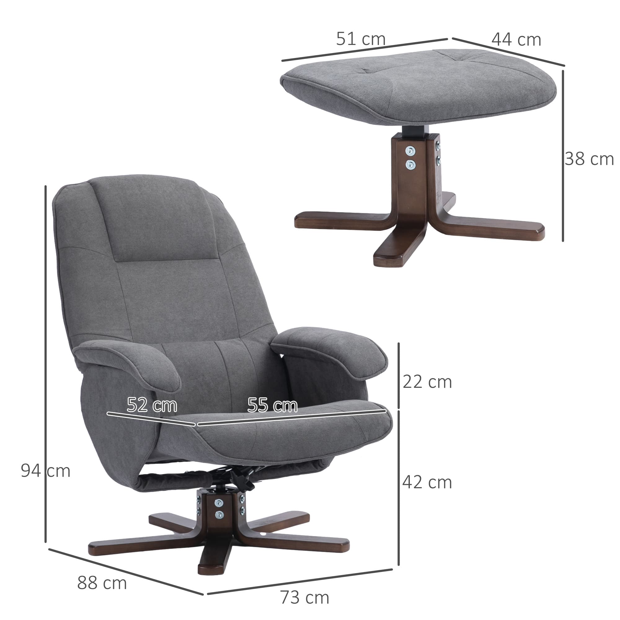 Effortless Comfort: Grey Swivel Recliner & Footstool - image 4